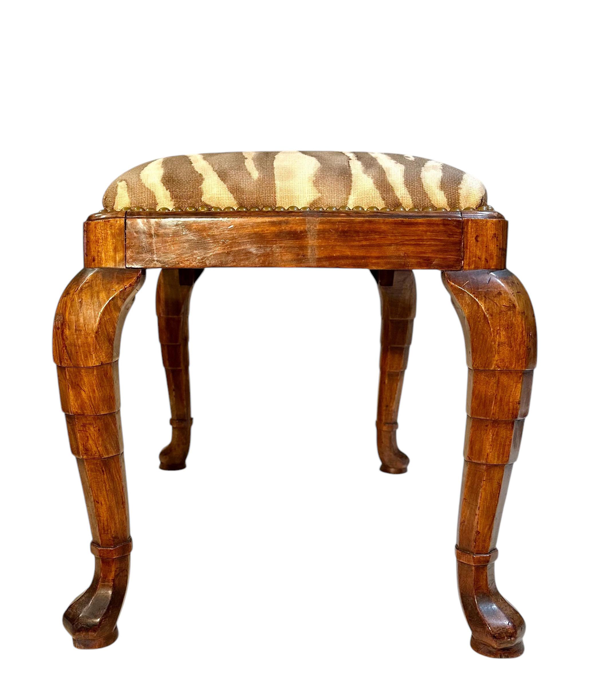 French Art Deco Zebra Print Bench