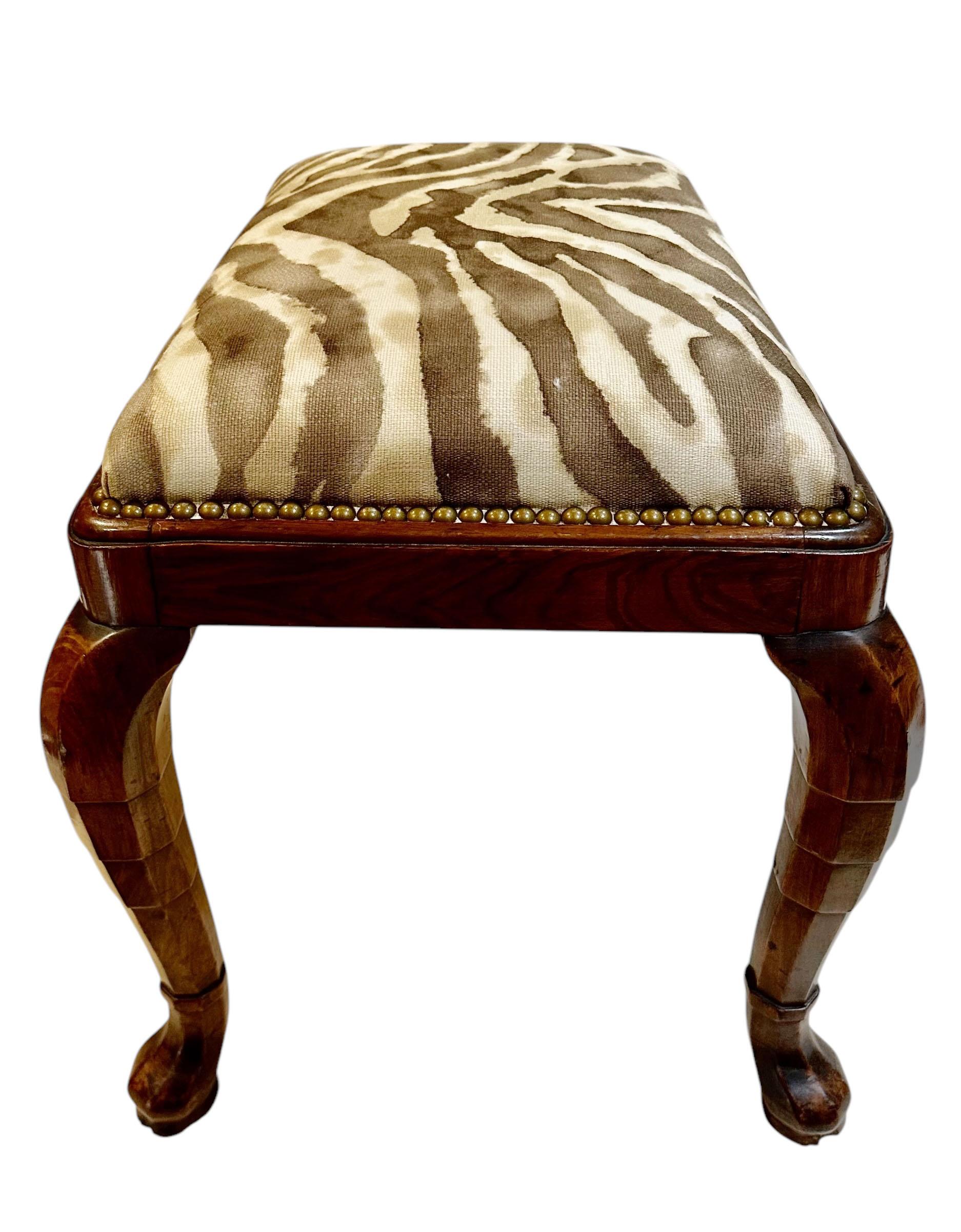 Art Deco Zebra Print Bench In Good Condition In Tampa, FL
