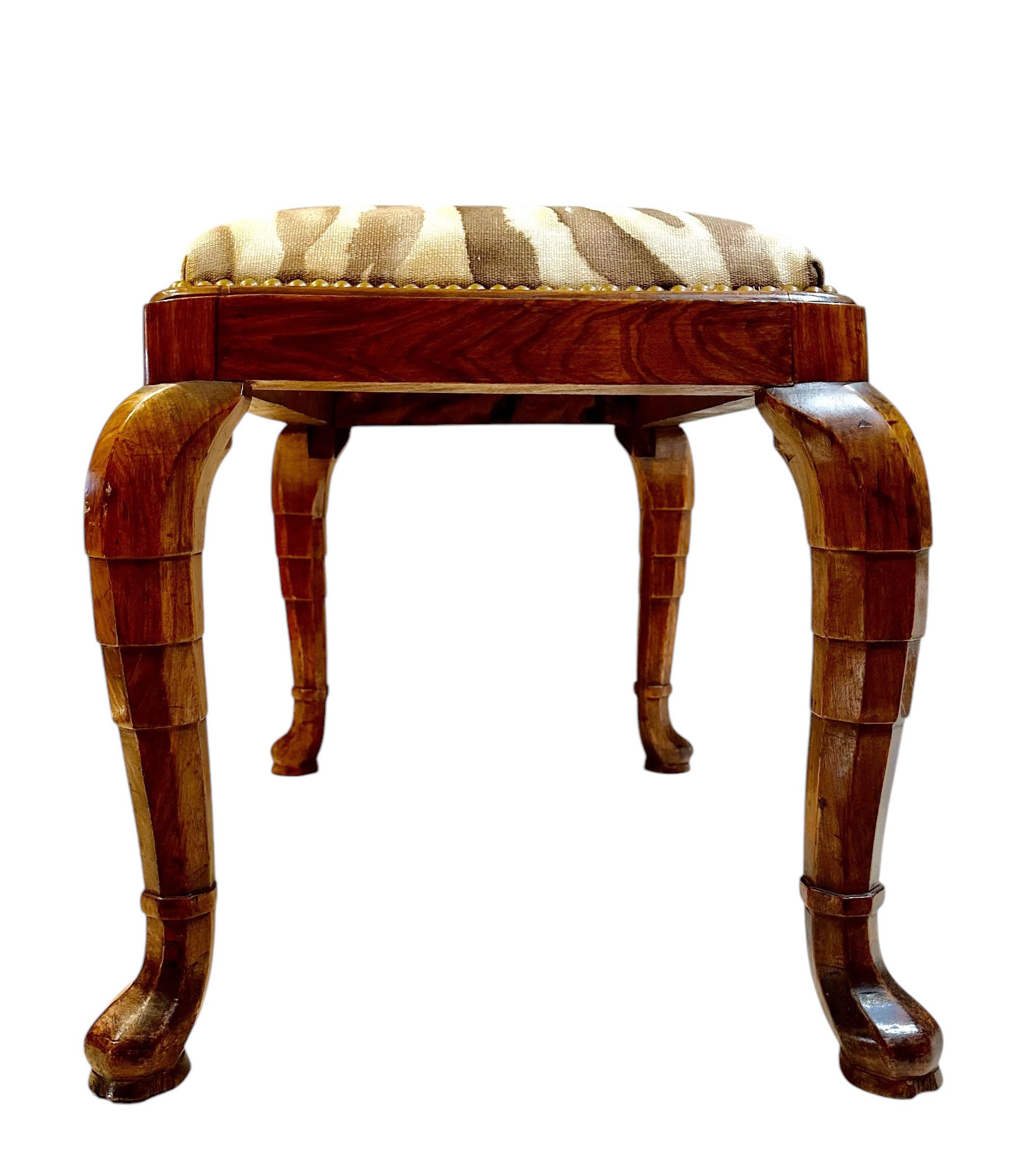 Textile Art Deco Zebra Print Bench