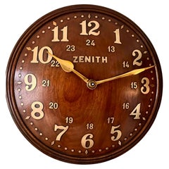 Horloge murale Zenith Art Déco en acajou convexe