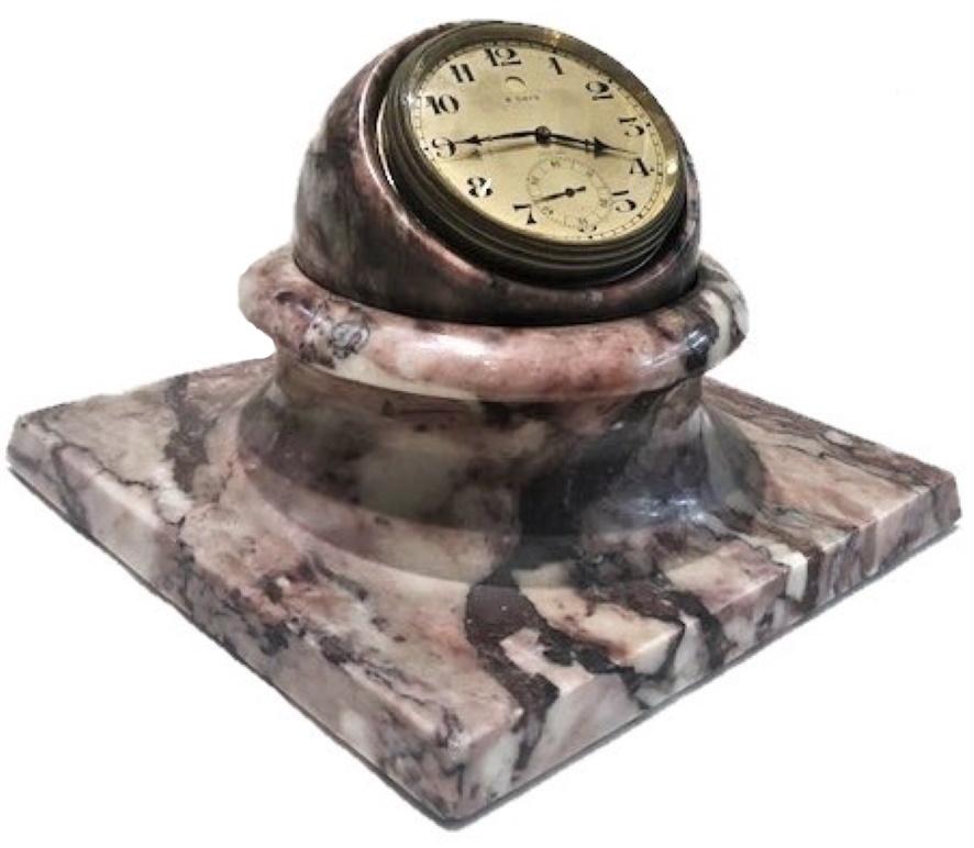 Art Deco Zenith Marble Desk Clock, Switzerland, circa 1920s In Good Condition For Sale In New York, NY