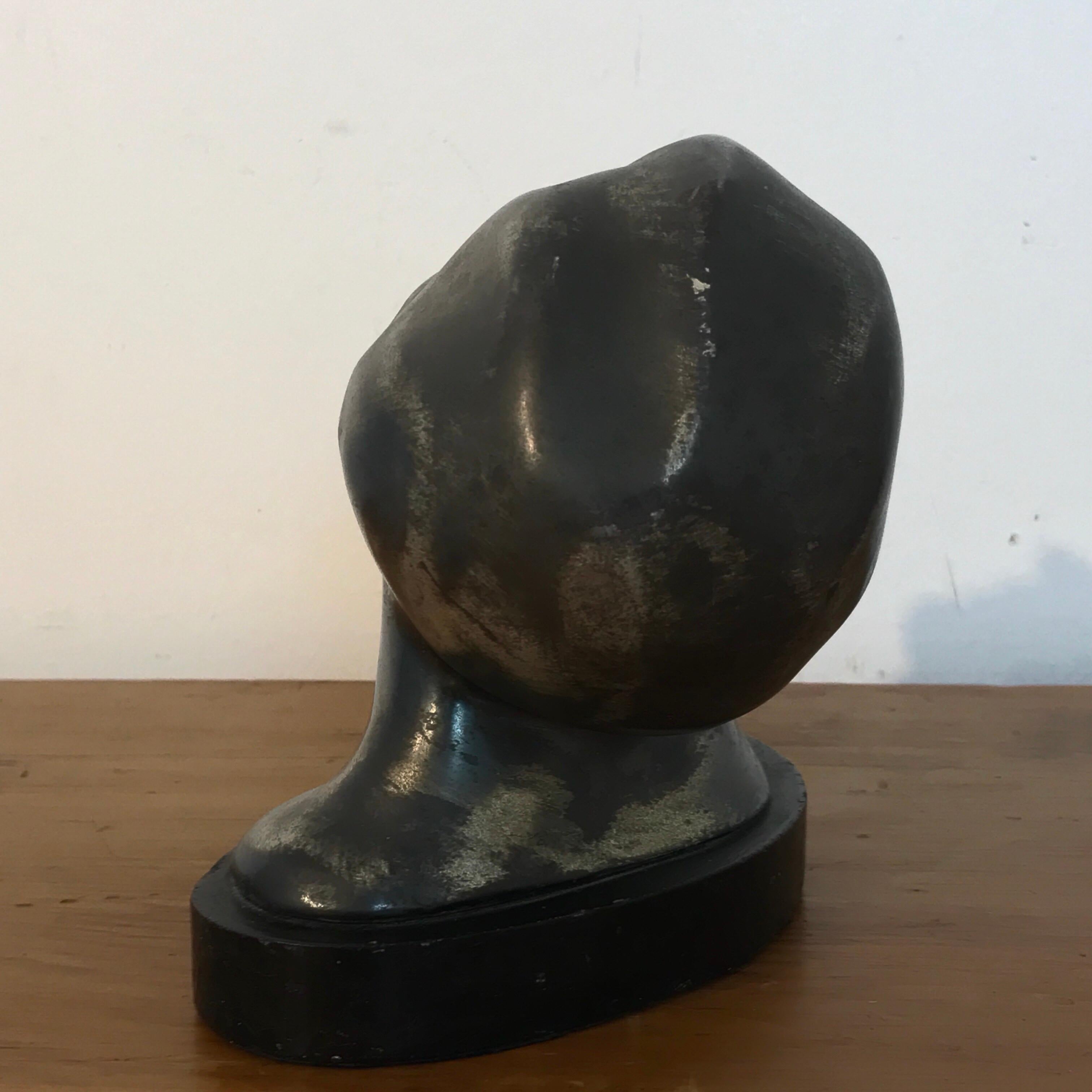 Wood Art Deco Zinc Flapper Portrait Bust For Sale