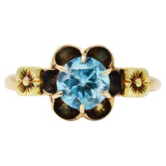 Art Deco Zircon 14 Karat Two-Tone Gold Blossom Ring