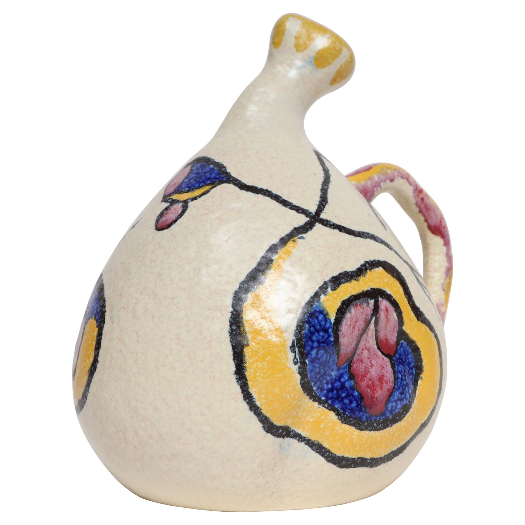 Art Deco Zuid-Holland Gouda "Espera" Bulbous Matte Glaze Ceramic Pitcher For Sale