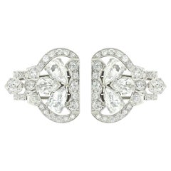 Art Deco 13.36ct Diamond Double Pin Brooches, c.1920s