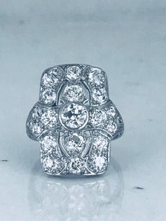 Art Deco, circa 1915 Platinum 2.87 Carat Diamond Ring, European Cut Diamonds