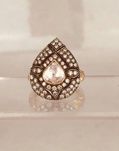 Art Deco, Pear-Shaped Diamond Eternity Ring, Spread Table Cut, circa 1930 Ring