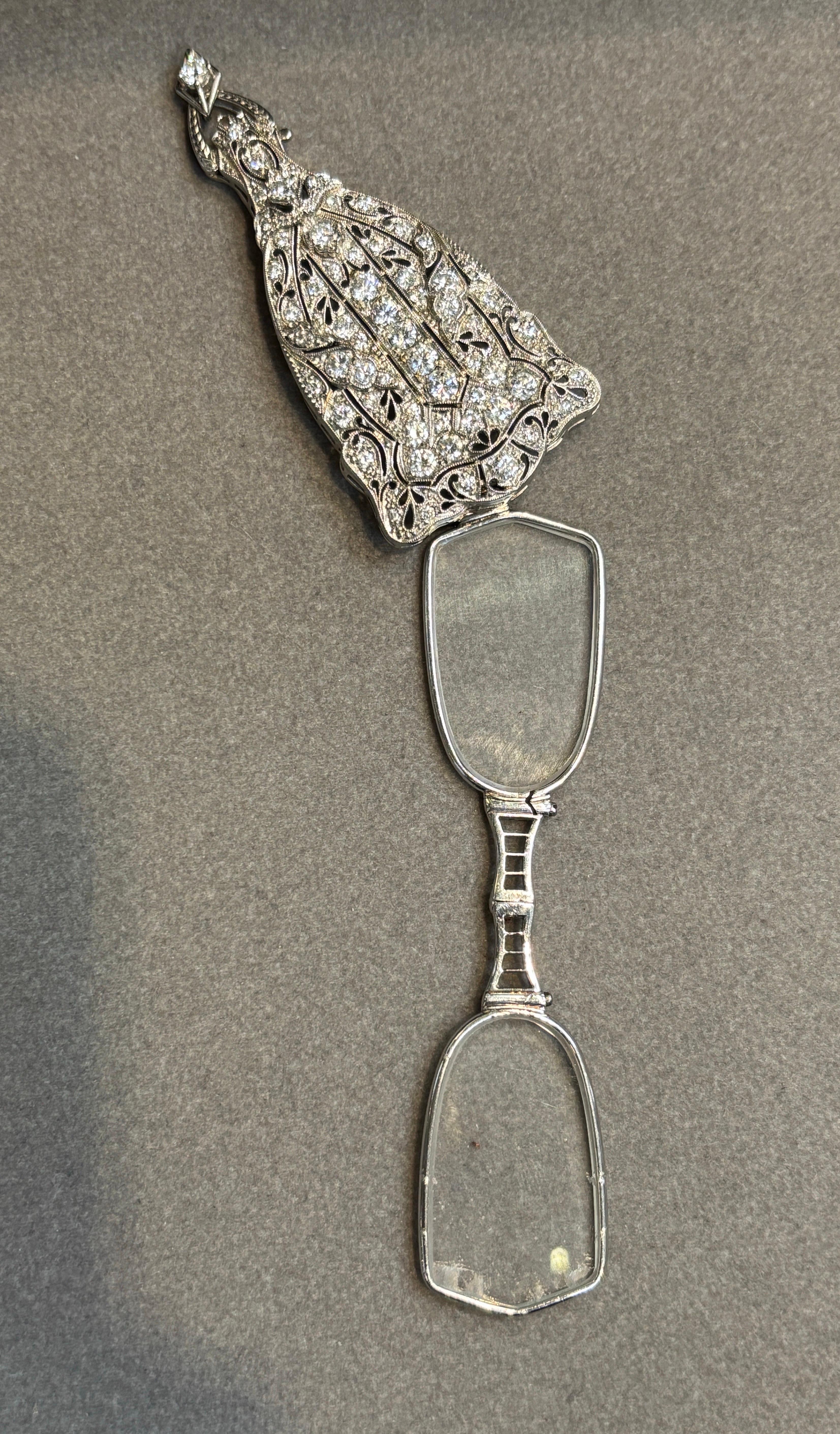 Art Deco Diamond Lorgnette Necklace For Sale 5