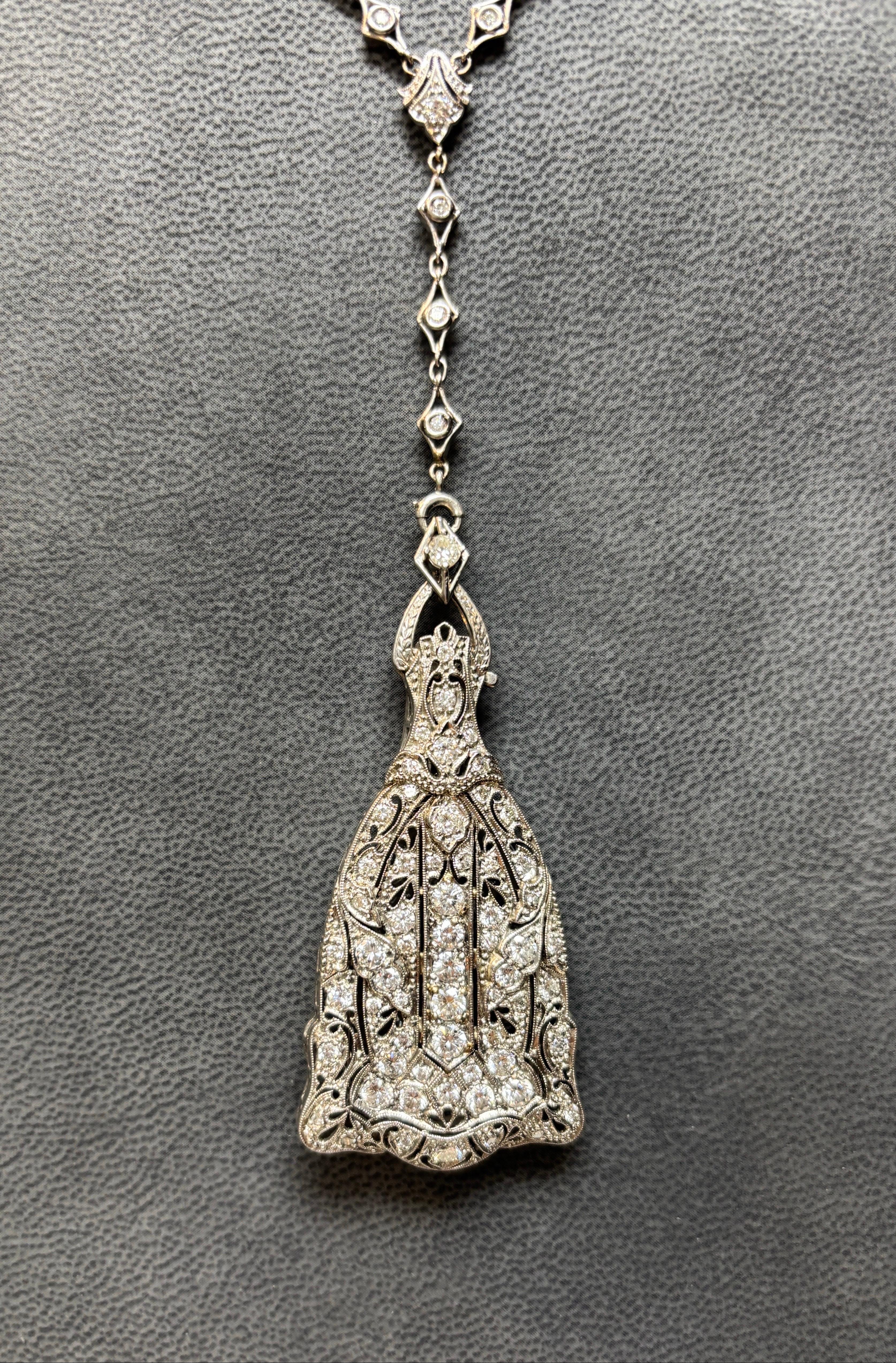 Art Deco Diamond Lorgnette Necklace For Sale 6