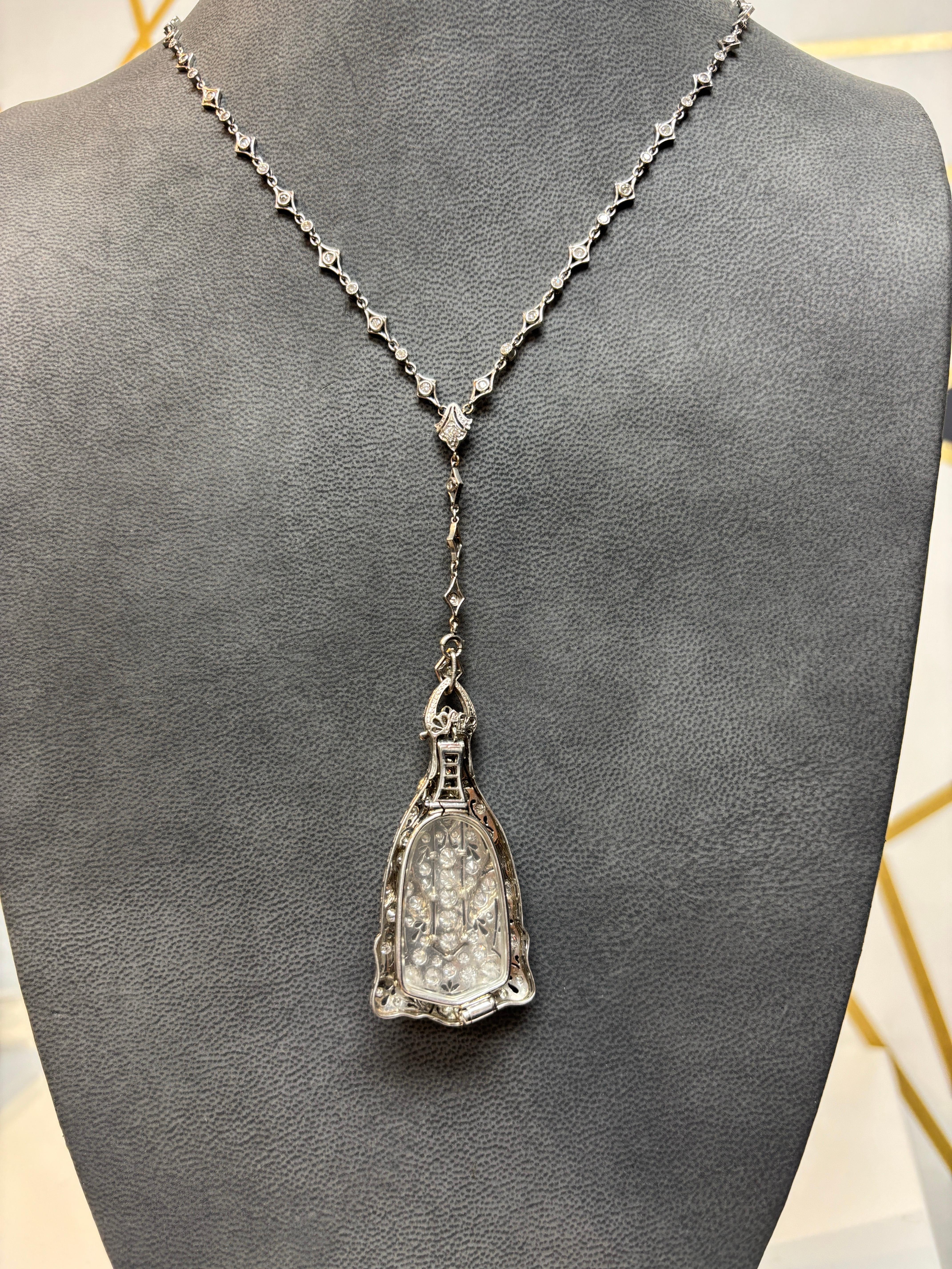 Art Deco Diamond Lorgnette Necklace For Sale 7