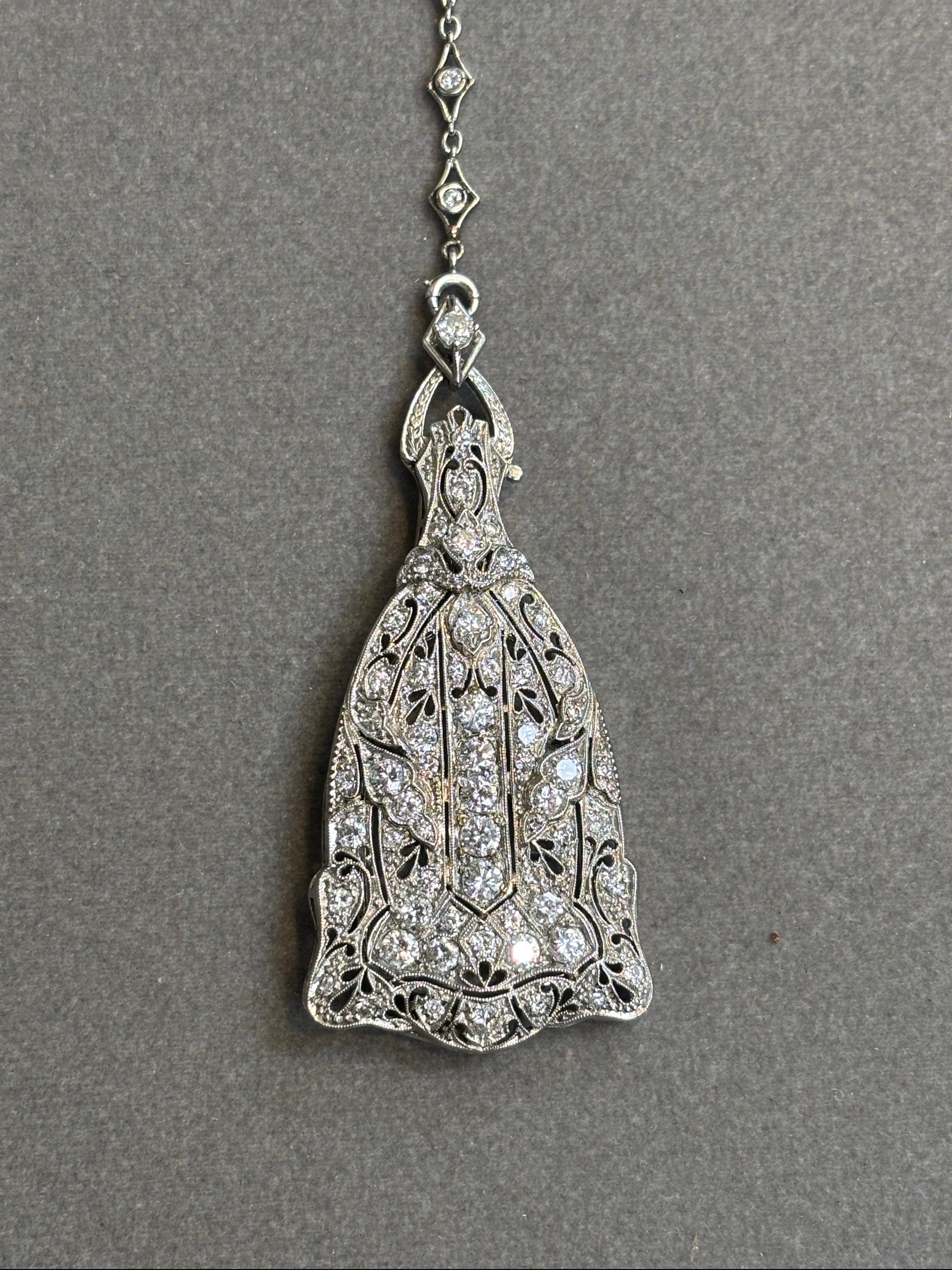Art Deco Diamond Lorgnette Necklace For Sale 8