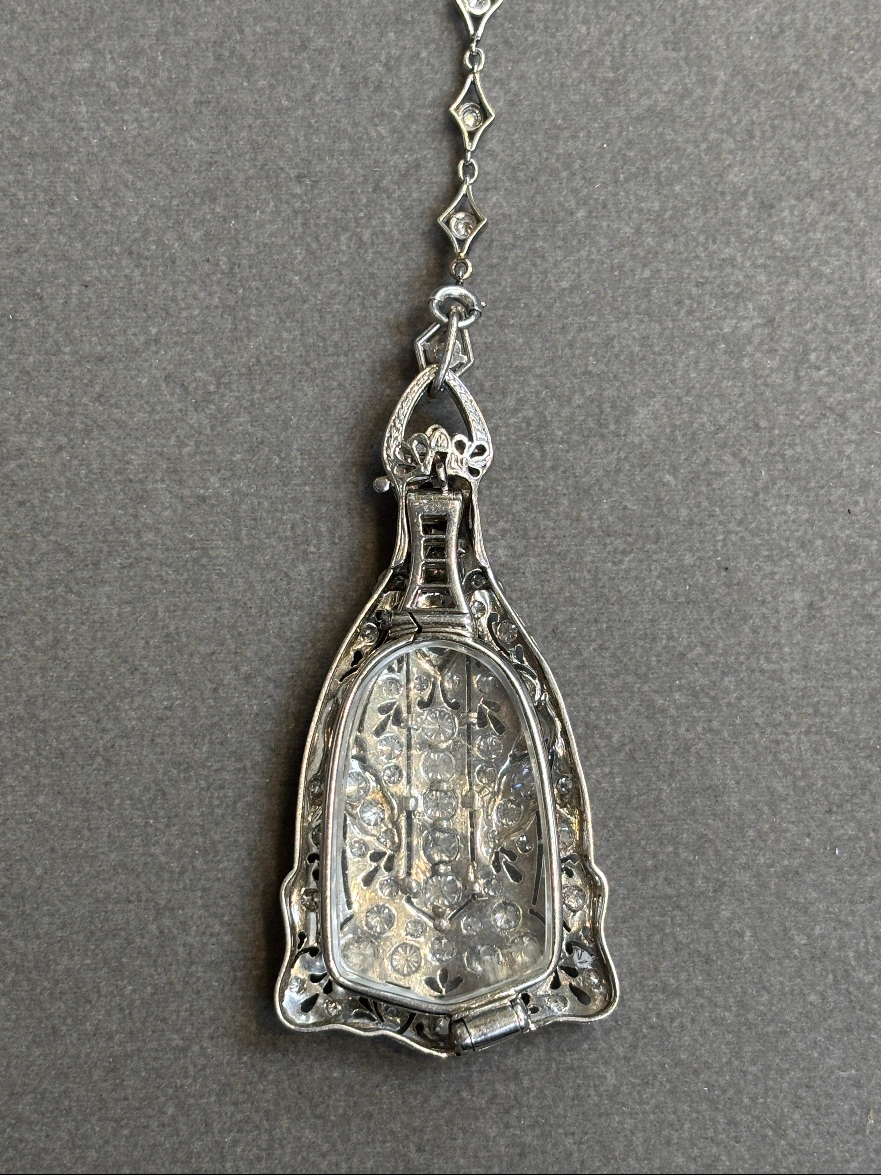 Art Deco Diamond Lorgnette Necklace For Sale 12