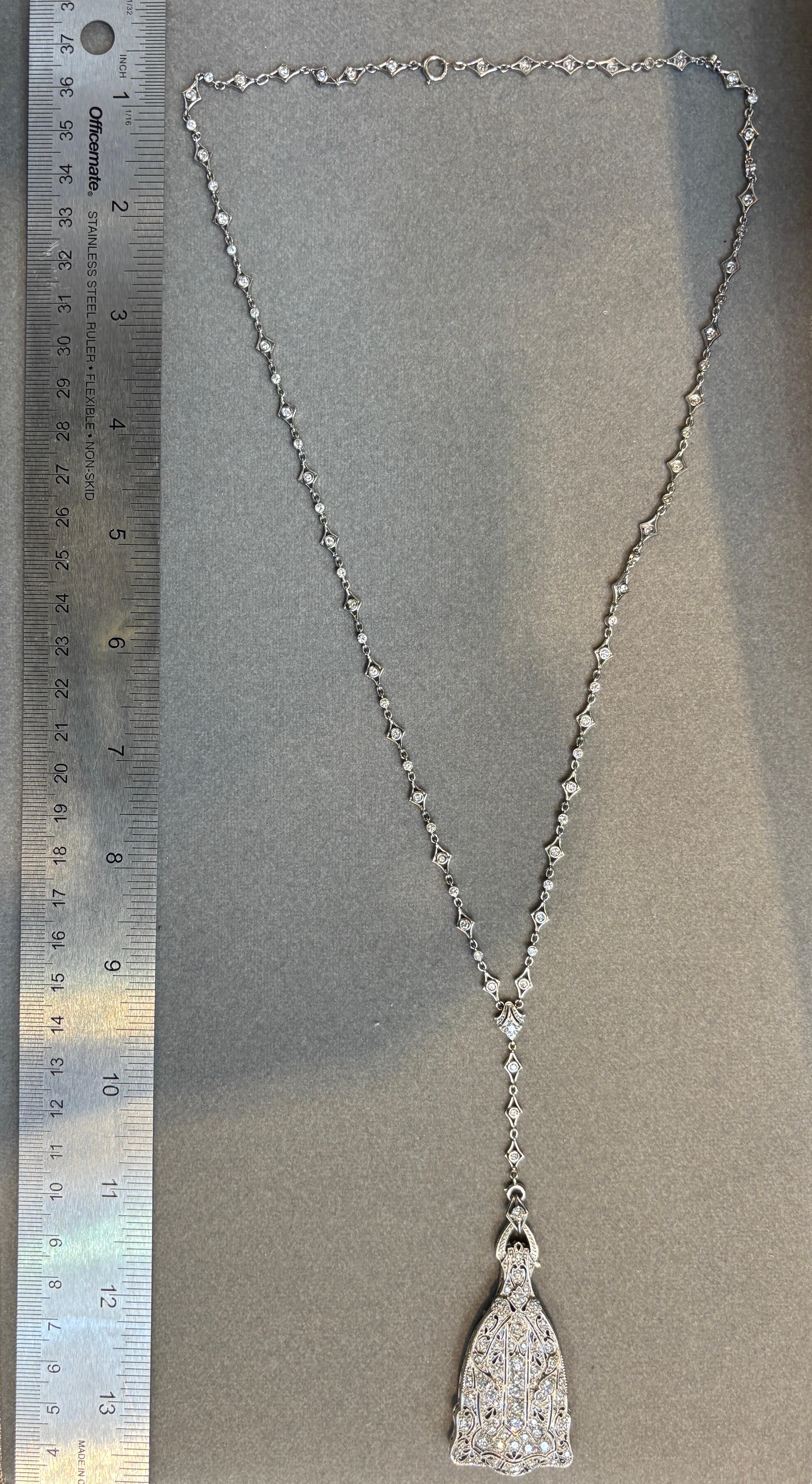Art Deco Diamond Lorgnette Necklace In Excellent Condition For Sale In New York, NY