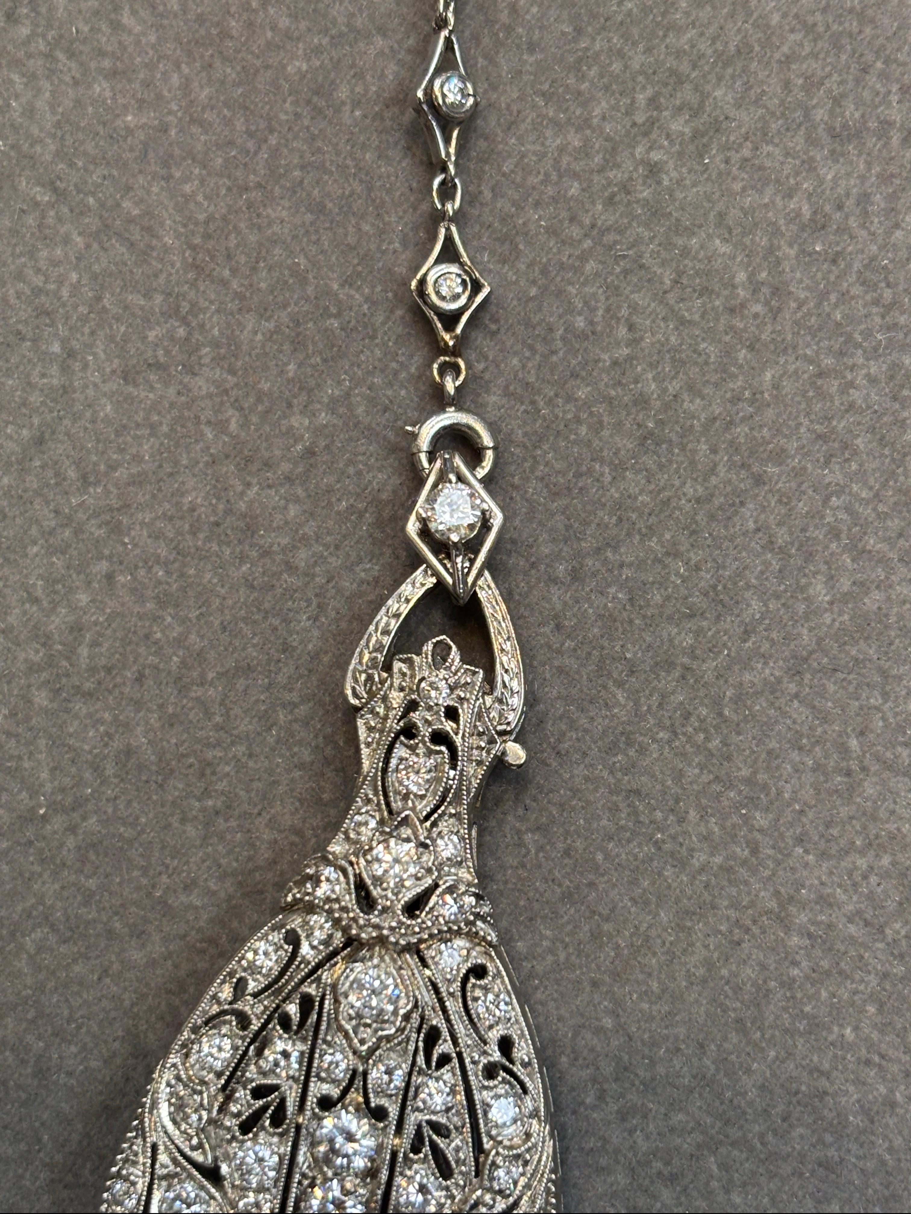 Art Deco Diamond Lorgnette Necklace For Sale 4