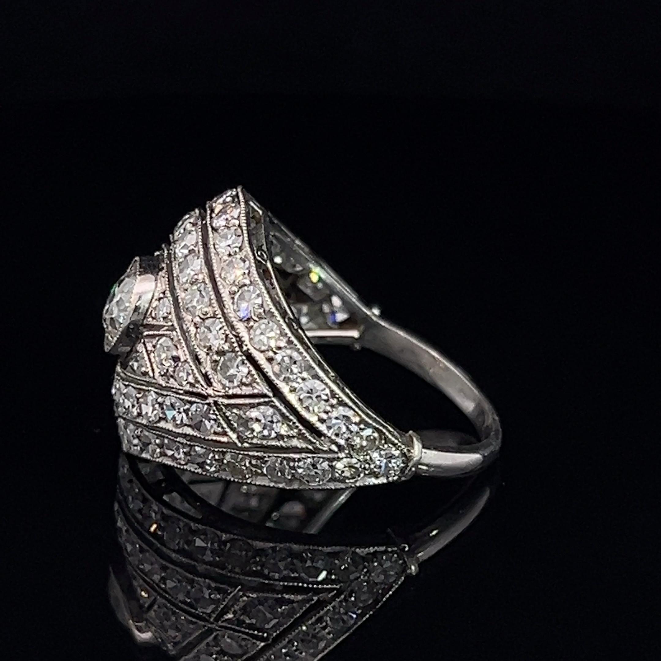 Women's or Men's Art Decop Domed Diamond Ring Circa 1930s