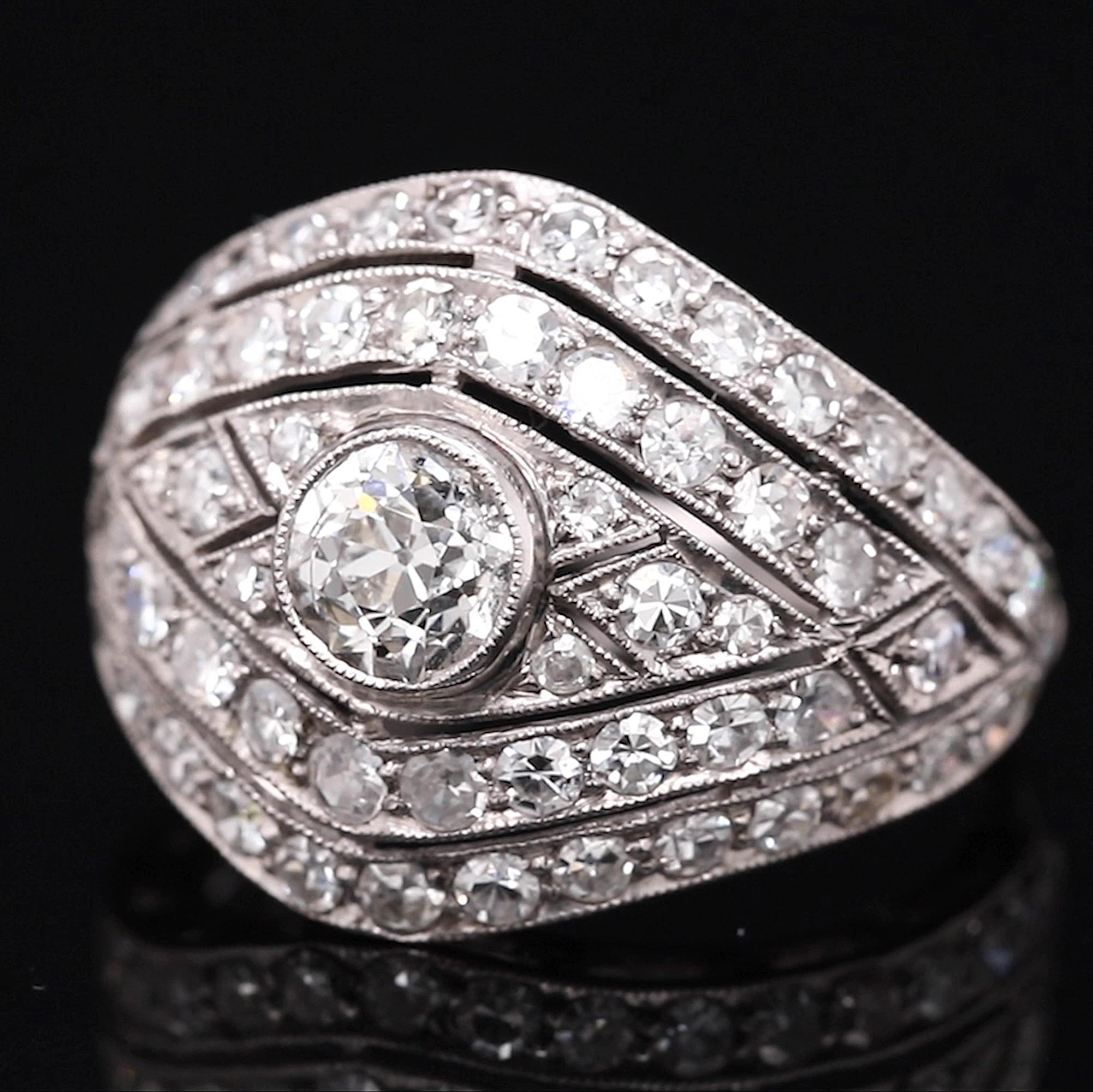 Art Decop Domed Diamond Ring Circa 1930s 4