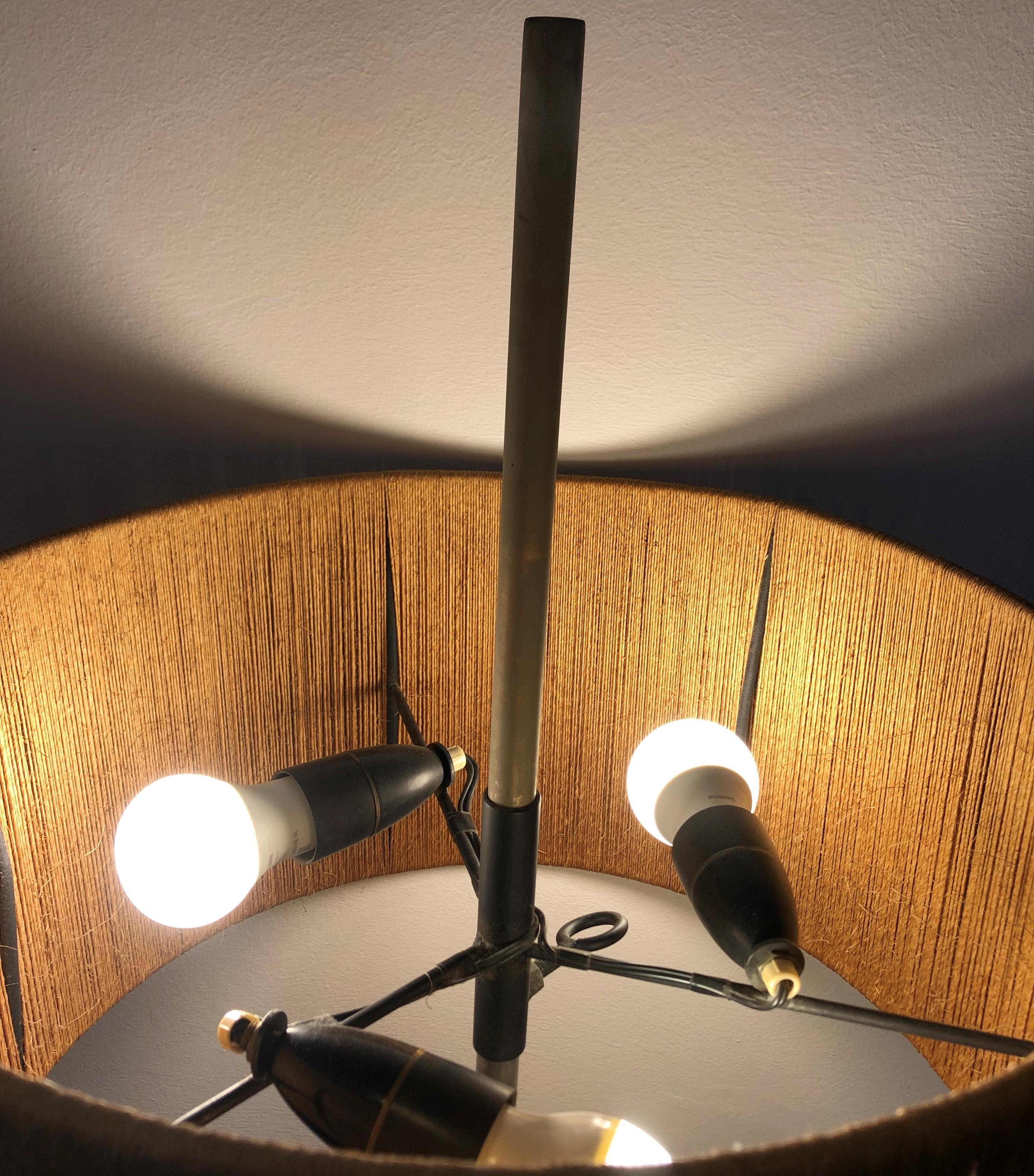Austrian Mid Century  Heavy Floor Lamp with Flax Lampshade and 3 Legs In Good Condition In Vienna, AT