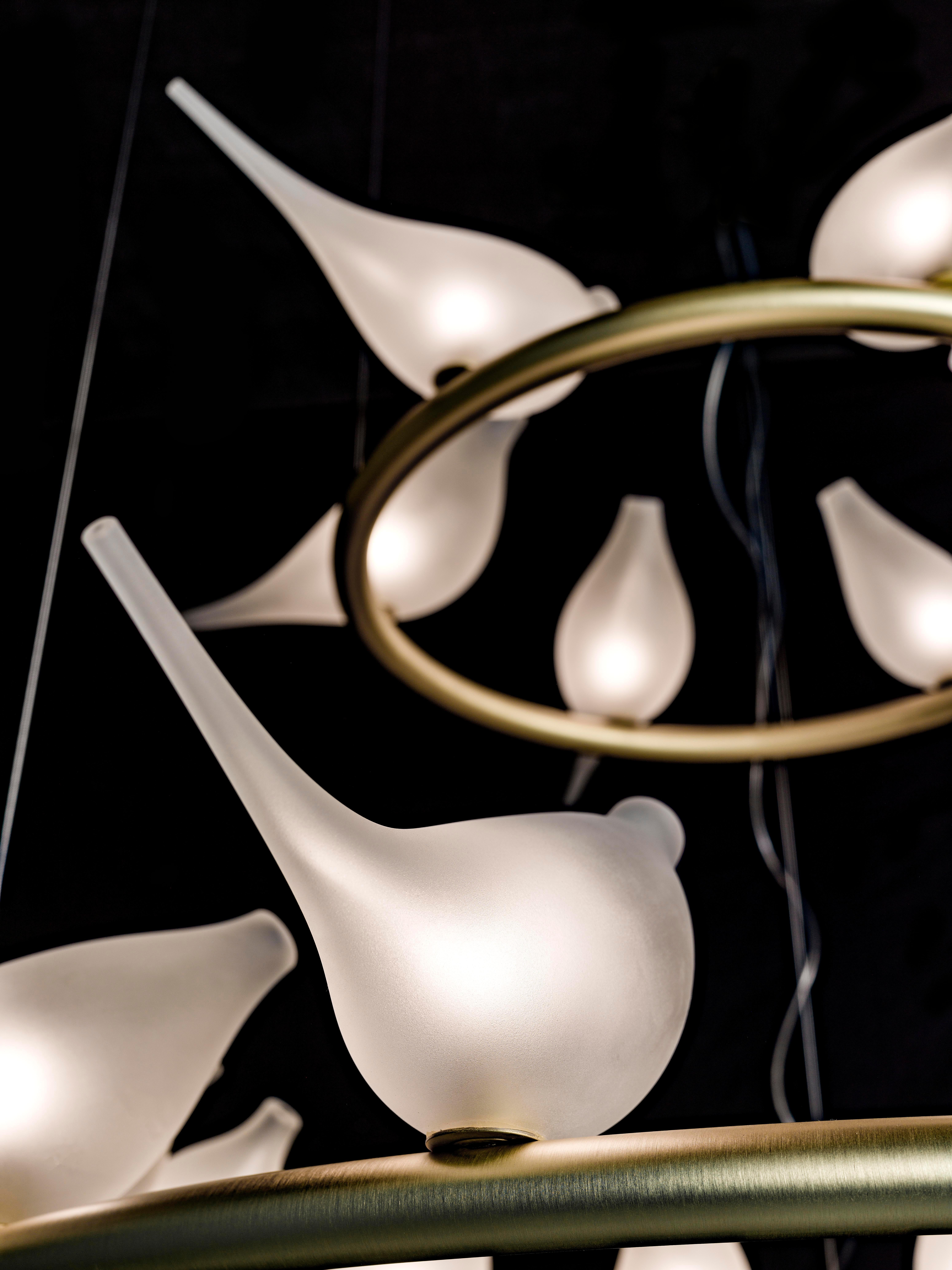 Art Glass Art Design Chandelier 12 Birds 