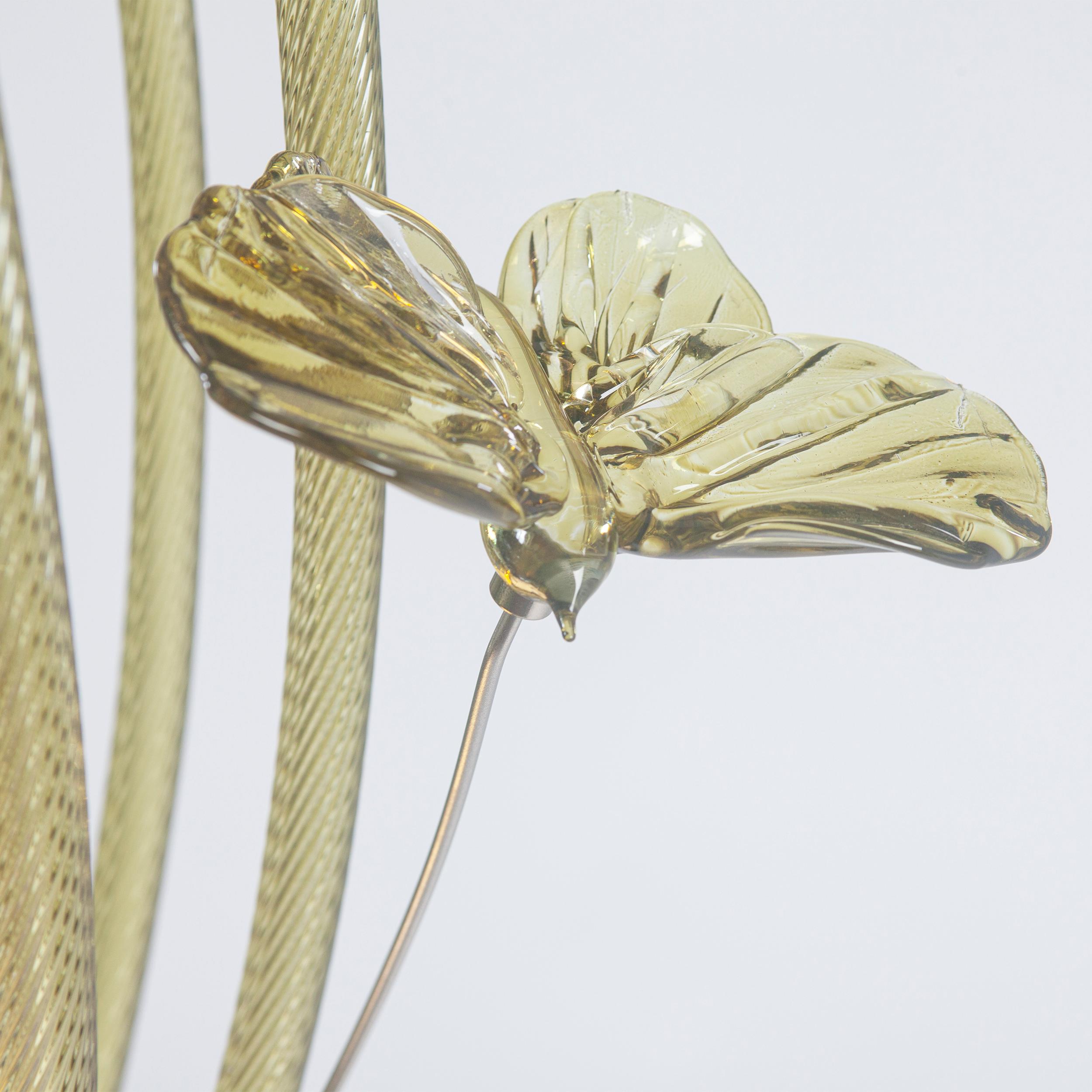 Autre Lampe pendante Cage with butterflies en verre de Murano vert par Multiforme en vente
