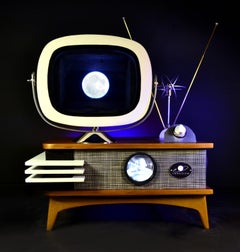 Art Donovan / Kinetic, Illuminated, Moon TV Sculpture, Midcentury/Atomic Age