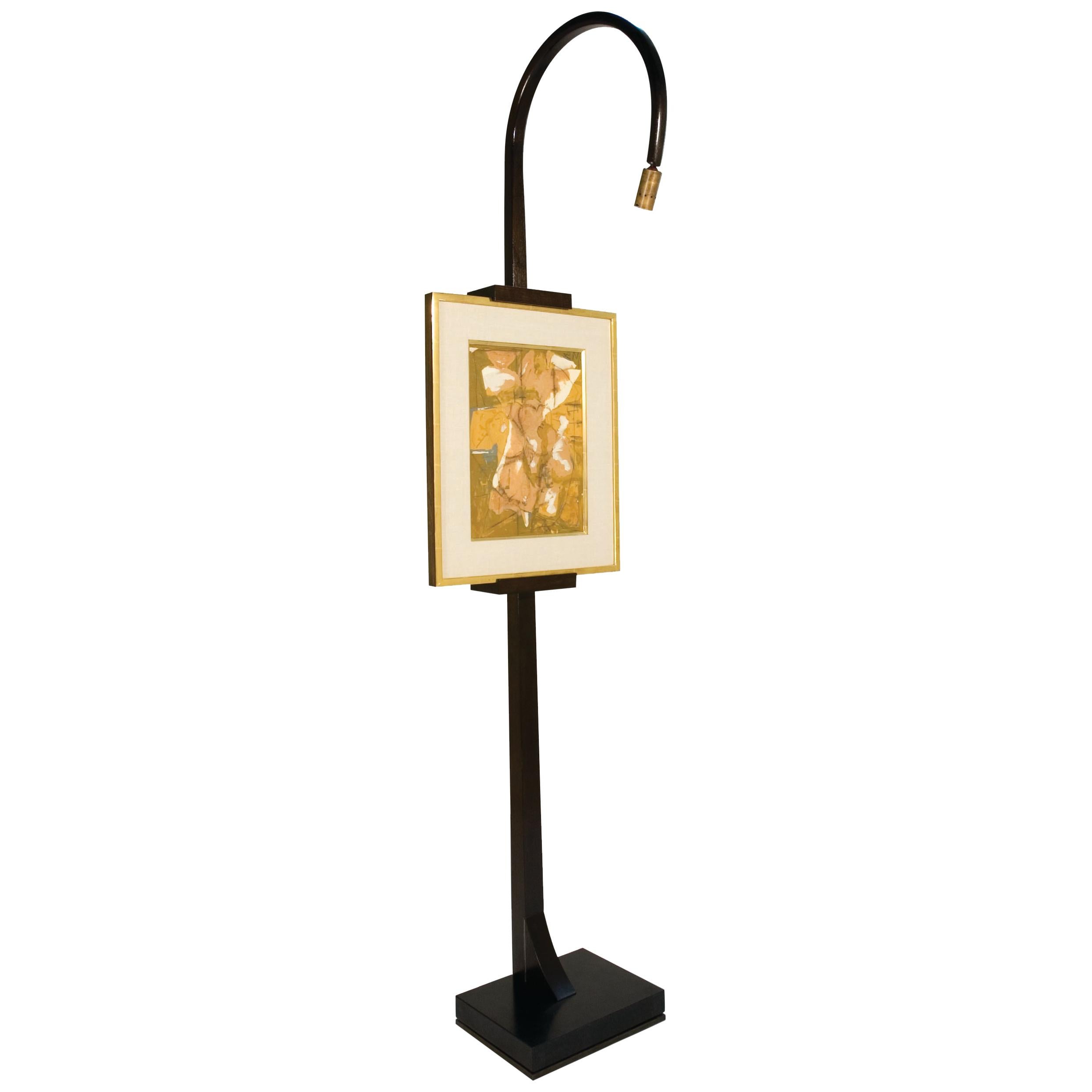 Art Easel Display Stand in Stone and Exotic Wood For Sale