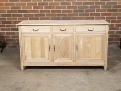 Art et Meubles de France Walnut Enfilade with Drawers, Doors and Carved Beads