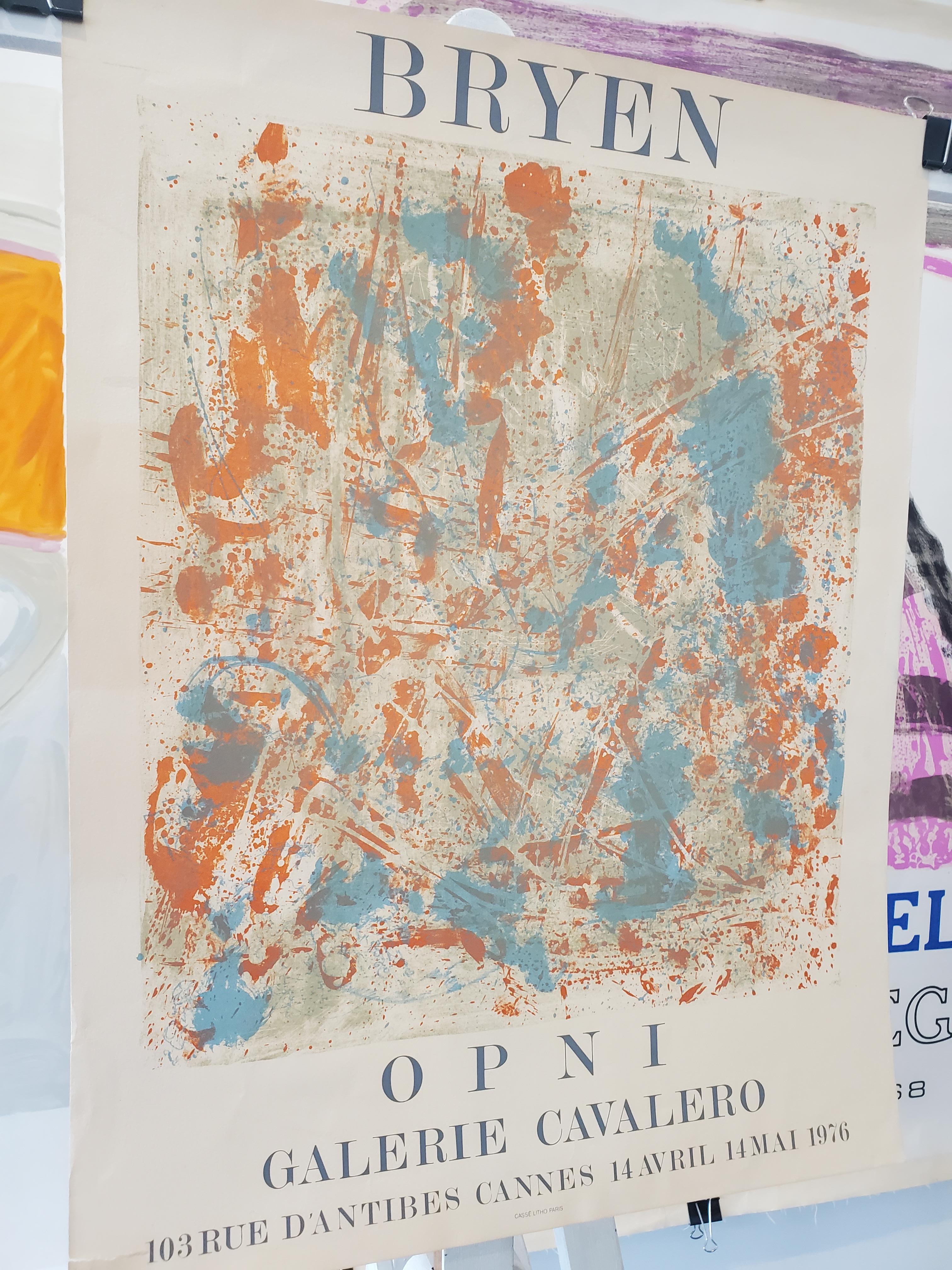 Mid-Century Modern Art & Exhibition Original Vintage Poster, Camille Bryen 'OPNI' 1975 For Sale