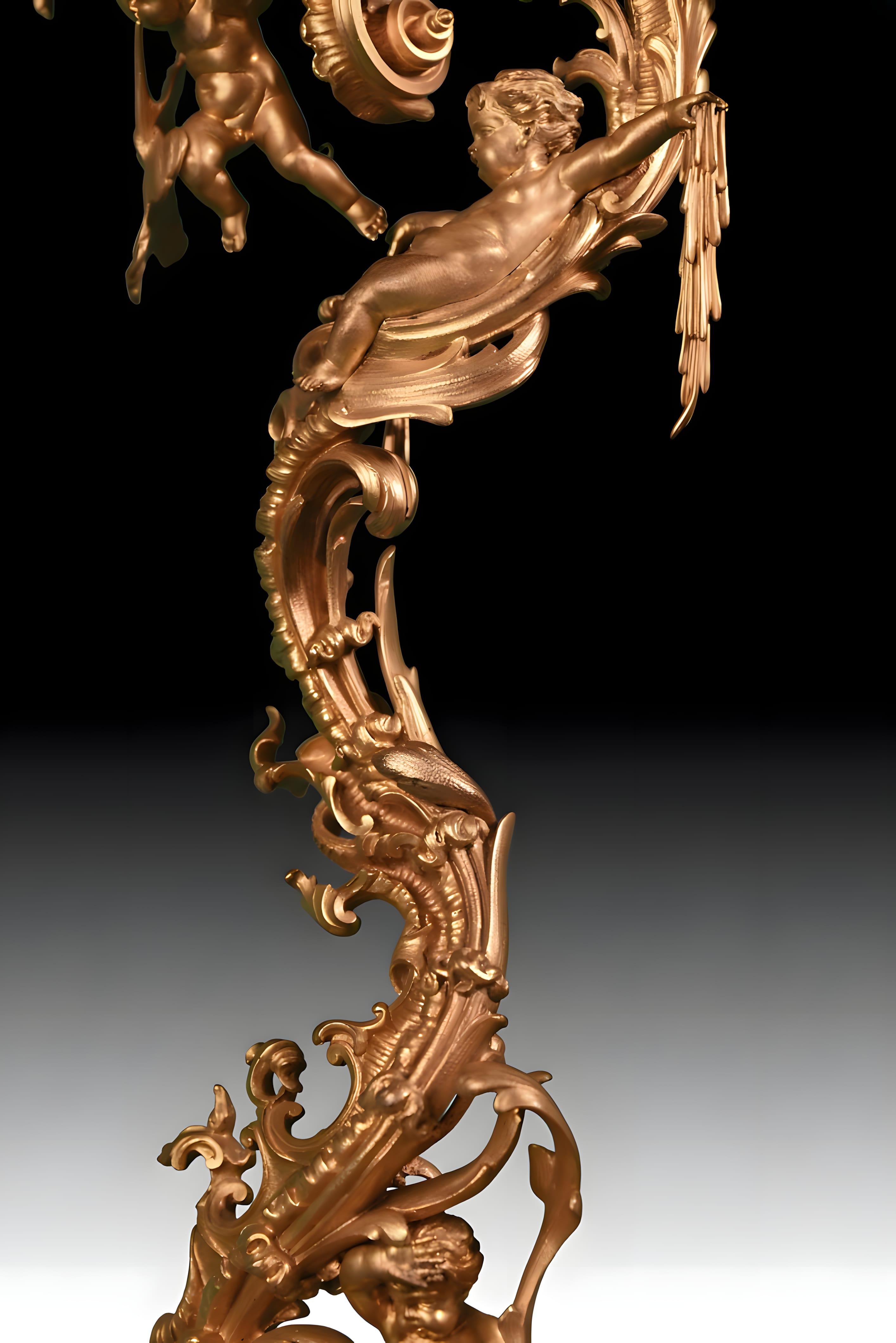 Bronzo Fonderia d'arte di Johann HERZNER (attribuita a), Lanterna con ricchi decori rococò in vendita