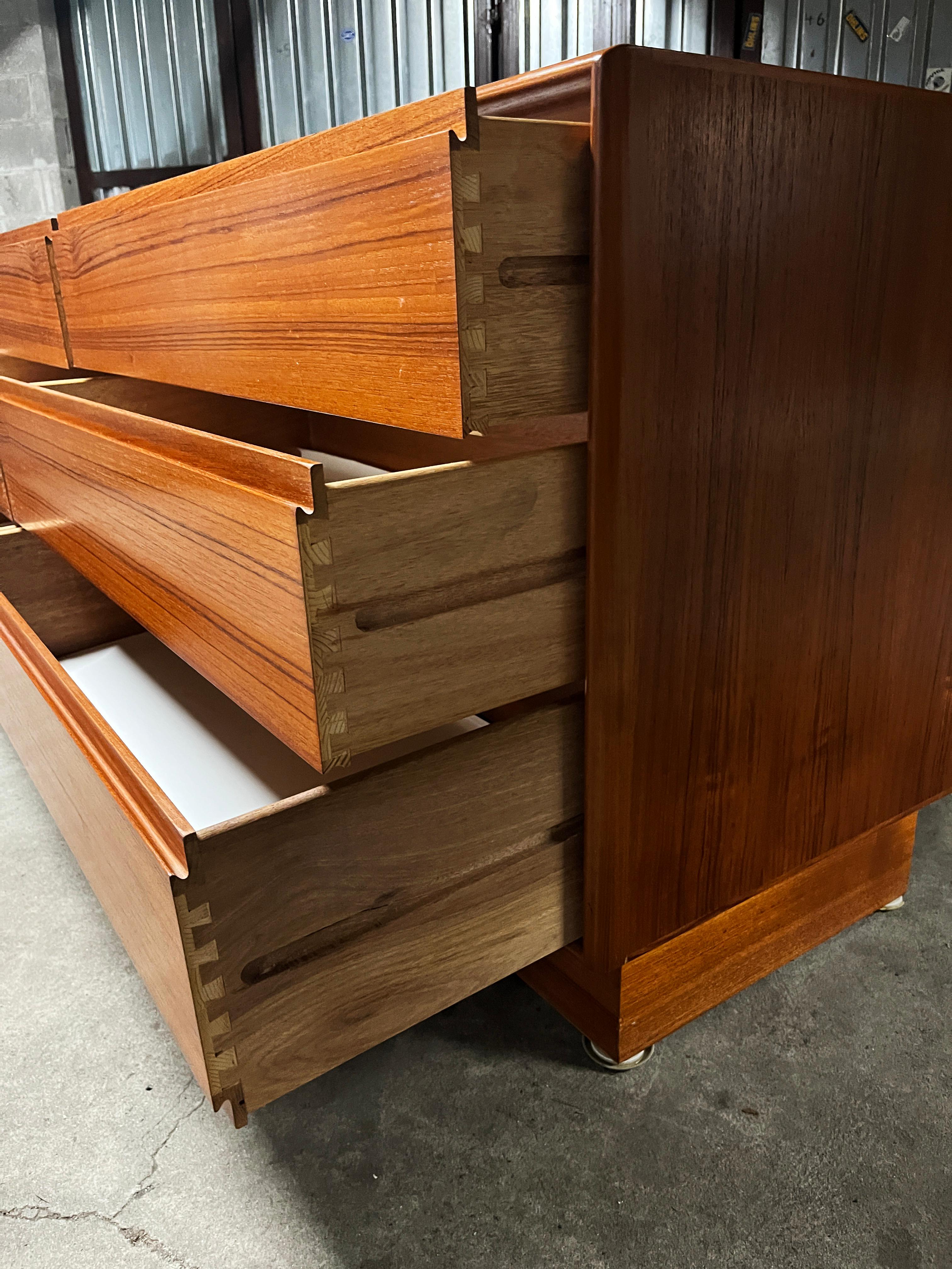 Art Furn Minimalistic Danish 6 Drawer Teak Dresser 1960s, 'Signed' 2