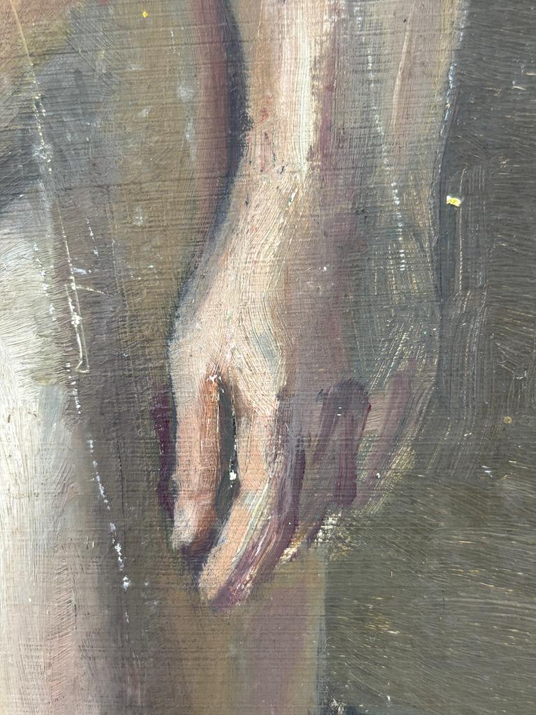 Kunst  Geoffrey Underwood - Stehender weiblicher Akt im Studio (um 1950) im Angebot 2