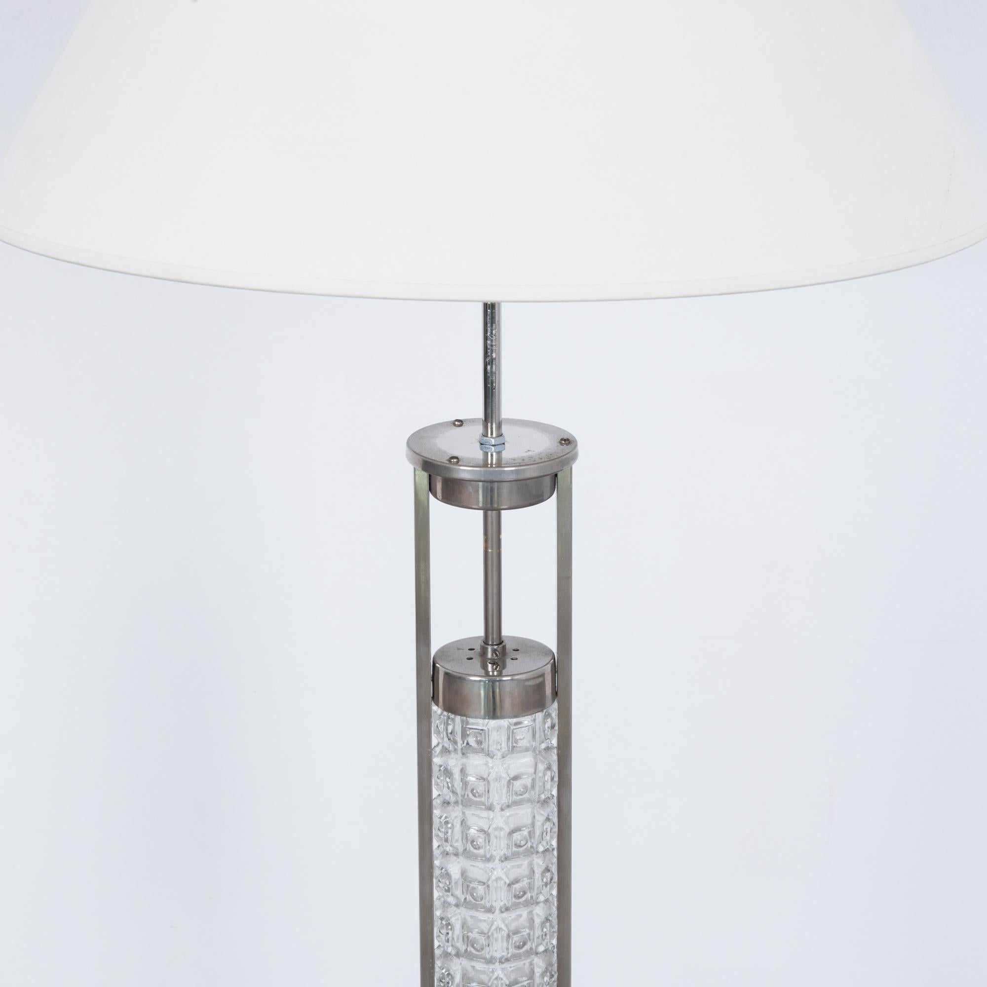 Mid-Century Modern Art Glass 1960s German Chrome Floor Lamp
