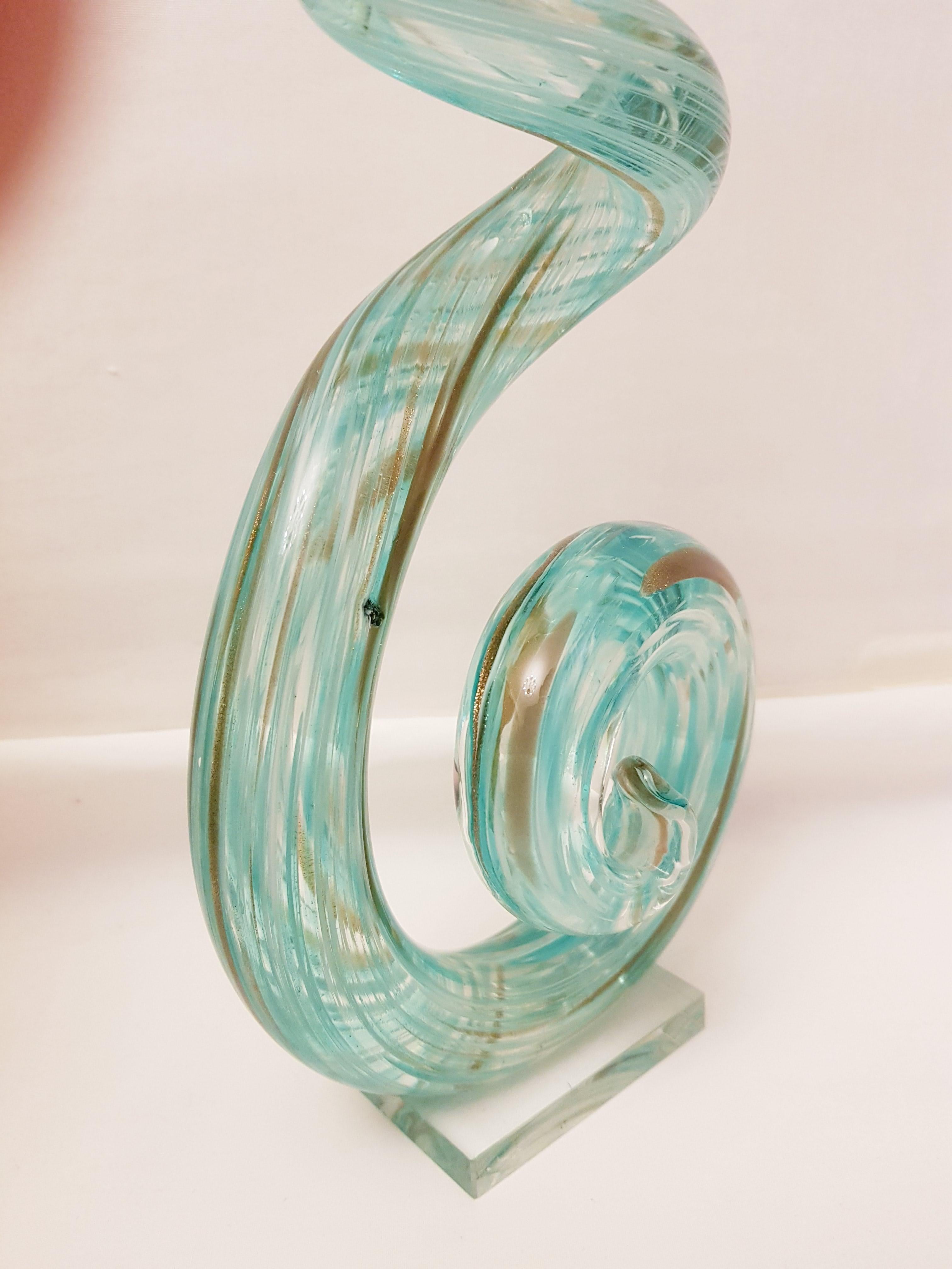 Italian Art Glass Abstract Sculpture with Aventurine For Sale