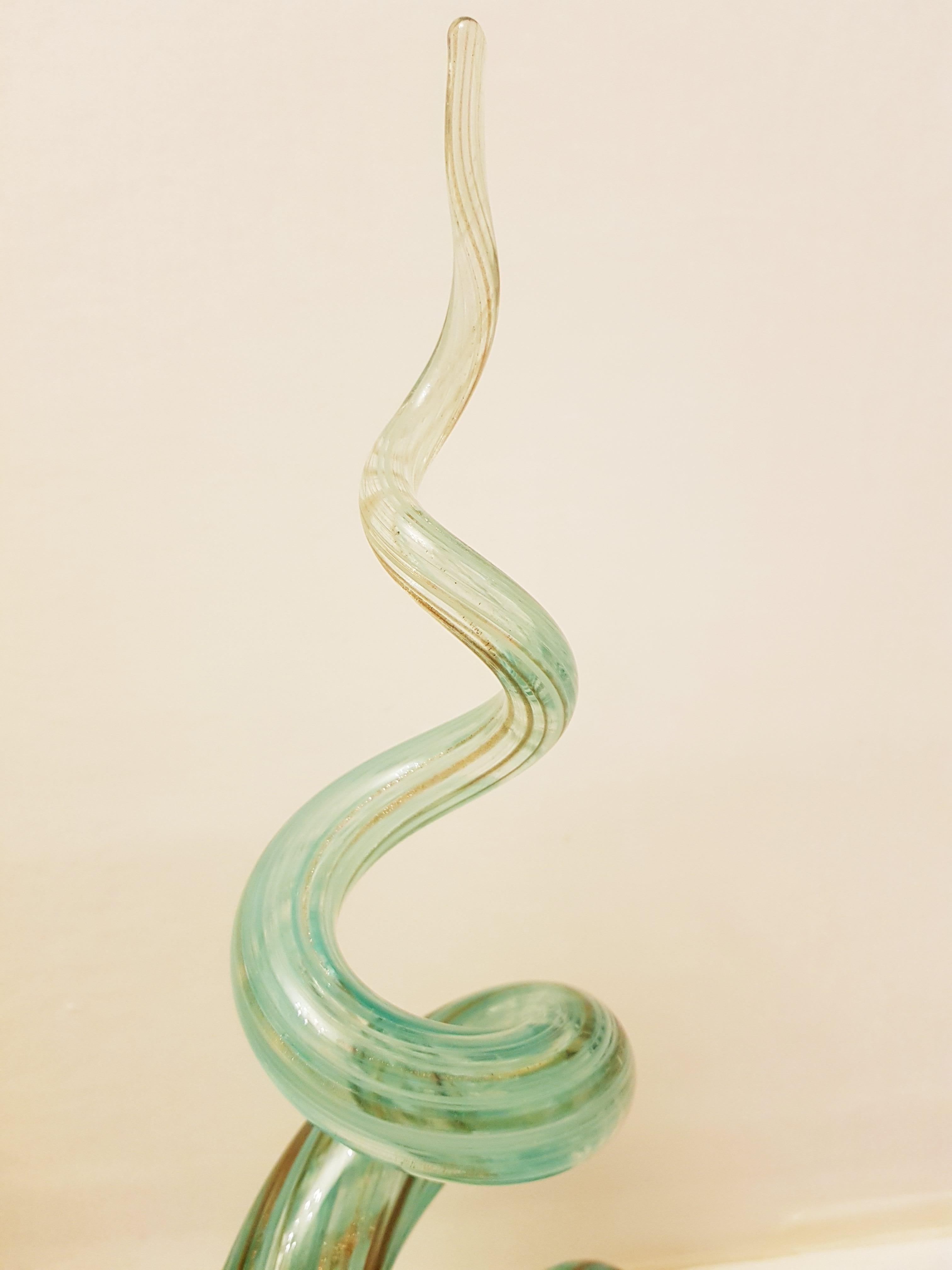 Hand-Crafted Art Glass Abstract Sculpture with Aventurine For Sale