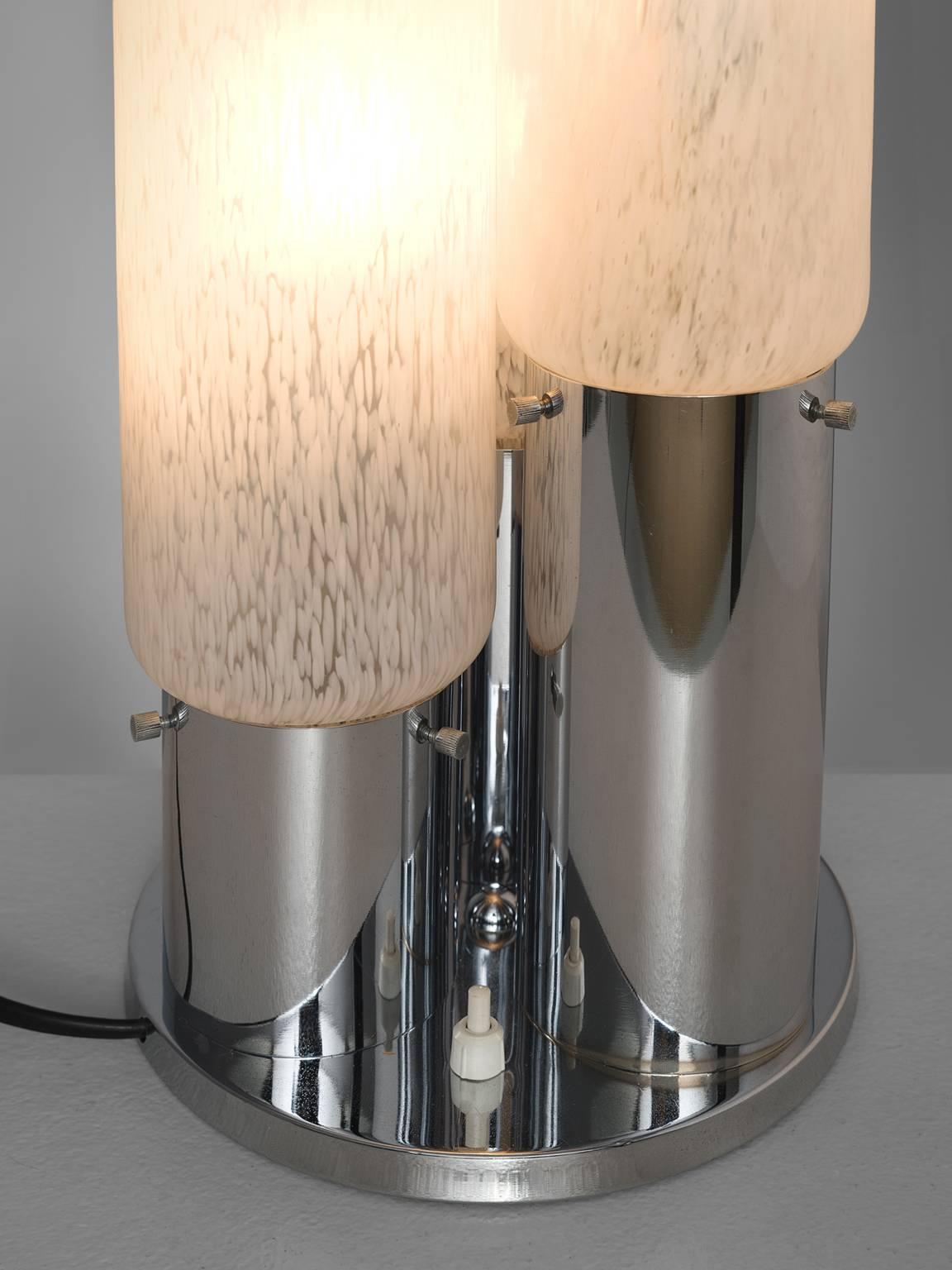 Art Glass and Chrome Table Lamp In Good Condition In Waalwijk, NL