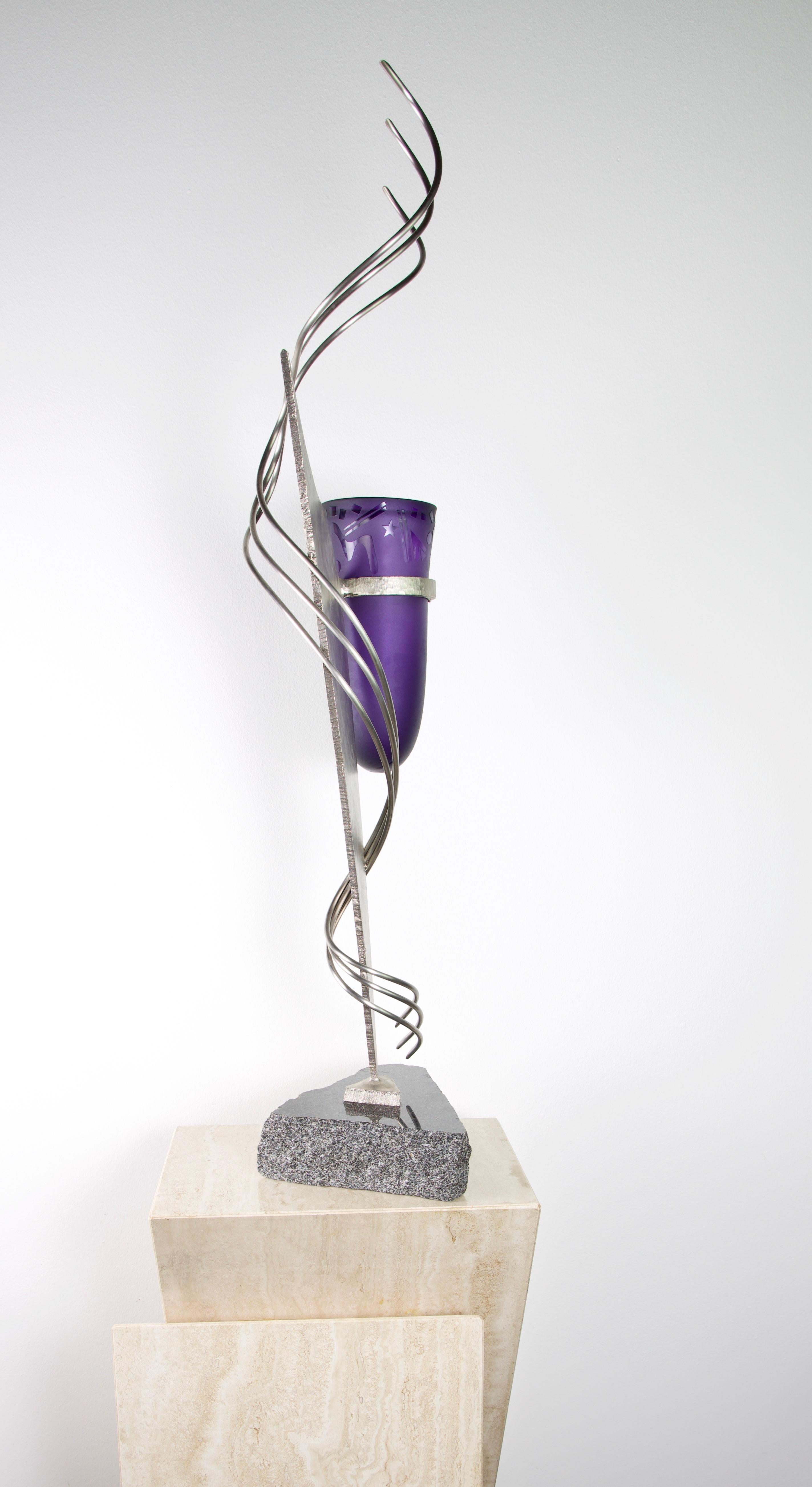 Modern Art Glass and Stainless Steel Sculpture, by Loretta Eby and Jeff Jackson