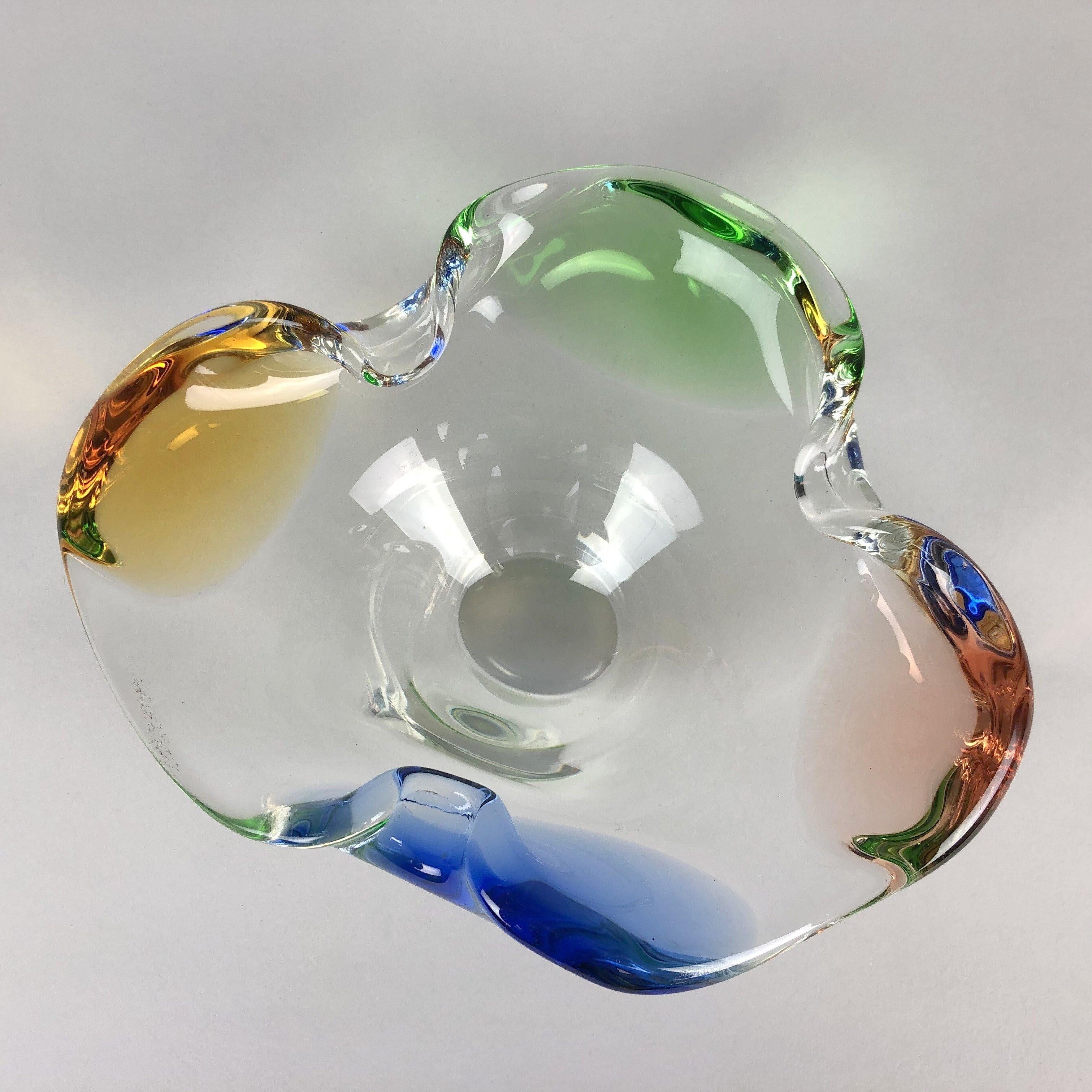 Mid-Century Modern Art Glass Ashtray by Frantisek Zemek for Mstisov Glassworks, 1960s For Sale