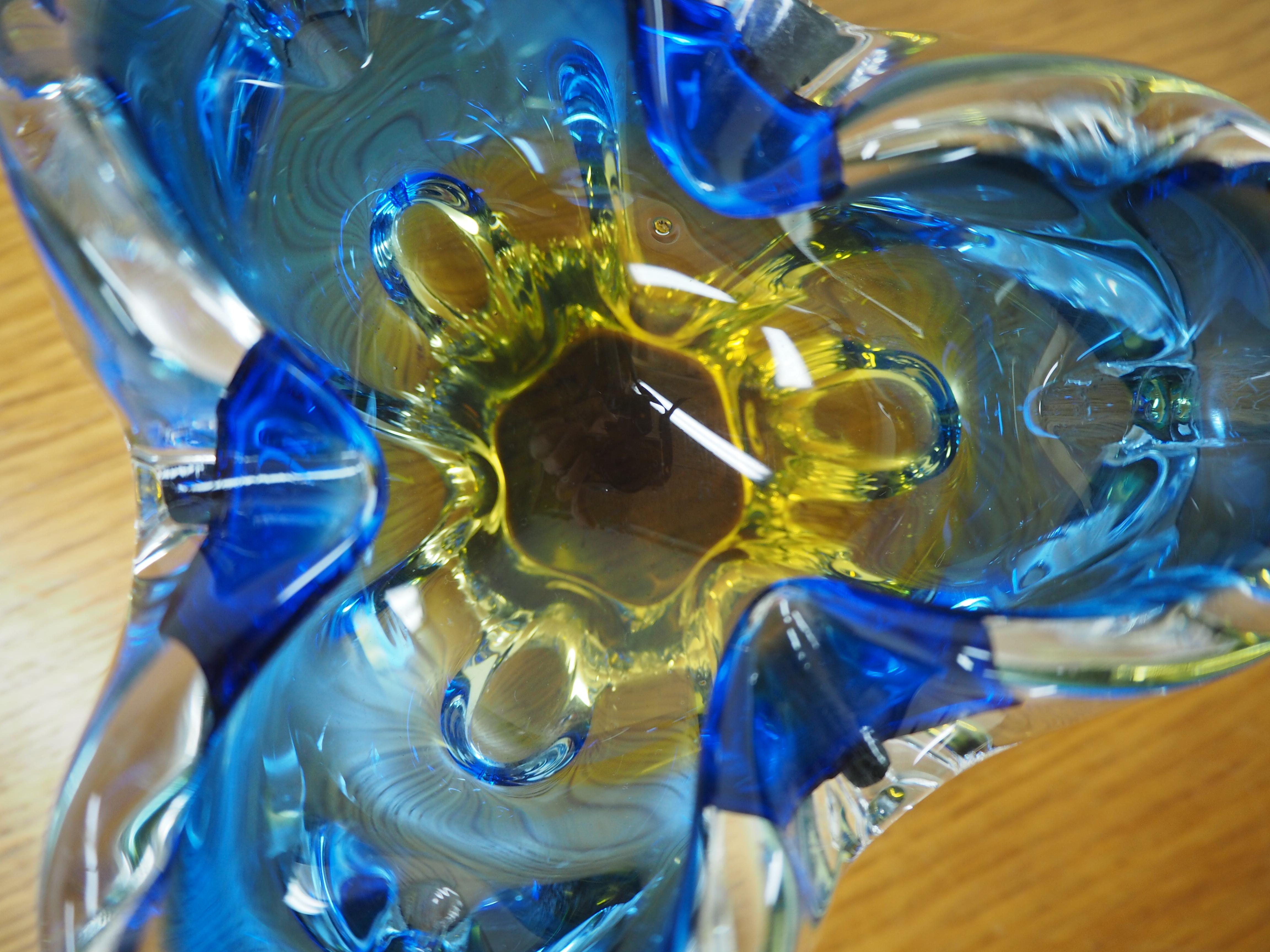 Art Glass Ashtray by Josef Hospodka for Chribska Glassworks, 1960s 3