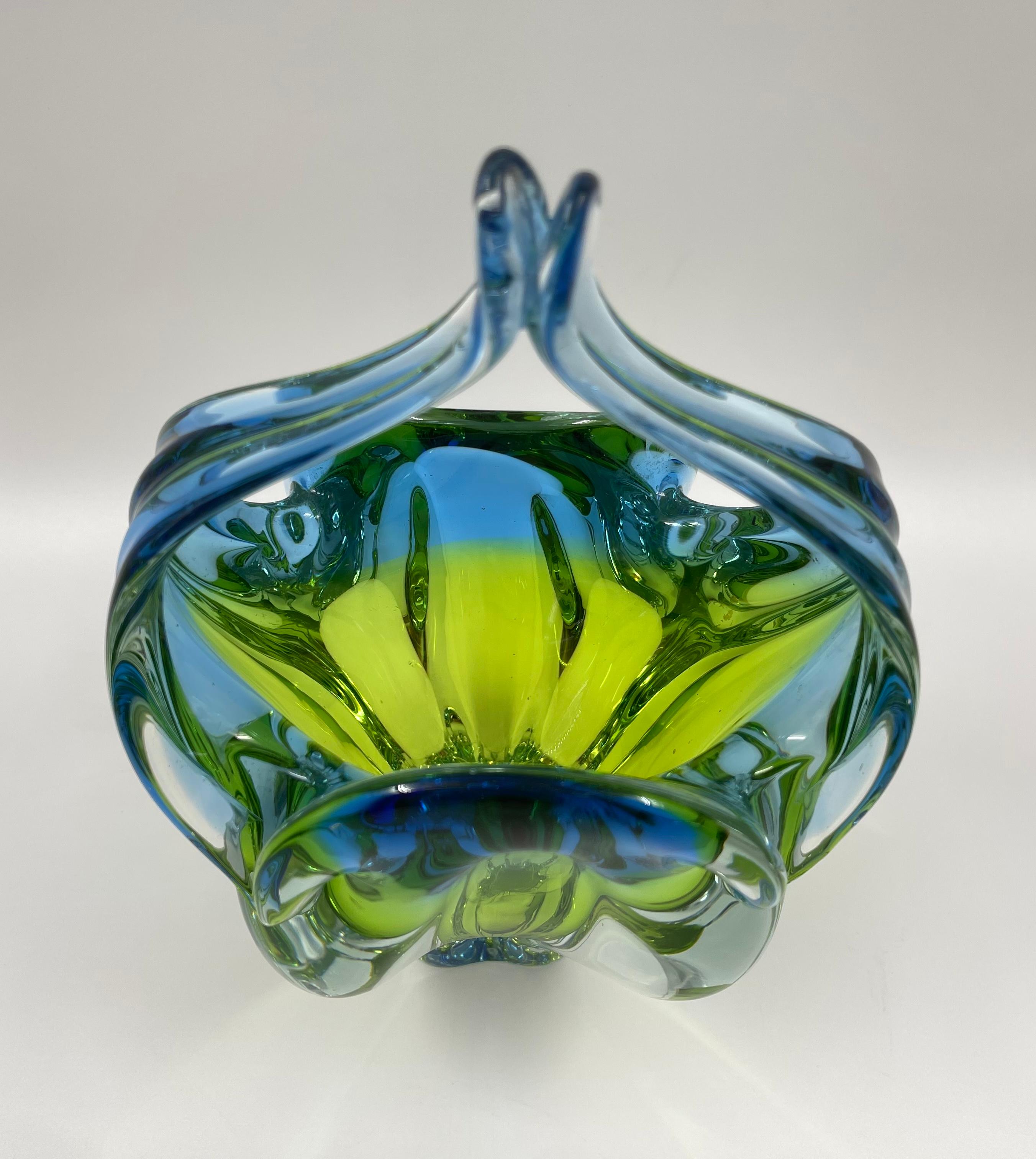 Molded Vintage Art Glass Bowl by Josef Hospodka, 1960's For Sale