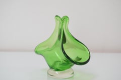 Cesta de vidrio artístico de Josef Hospodka para Chribska Glassworks, años 60