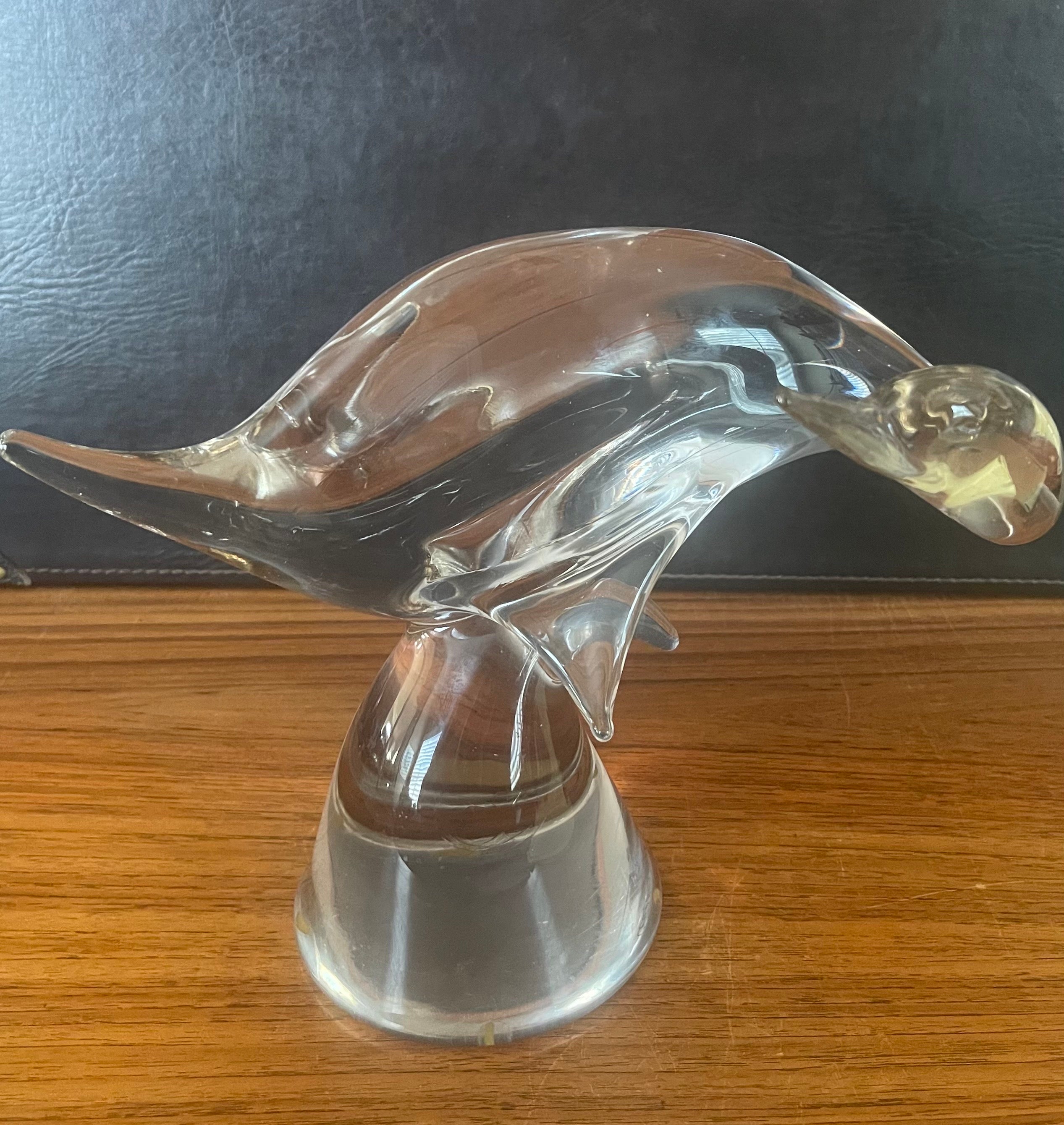 Mid-Century Modern Sculpture d'oiseau/du canard en verre d'art de Cenedese pour Murano Glass en vente