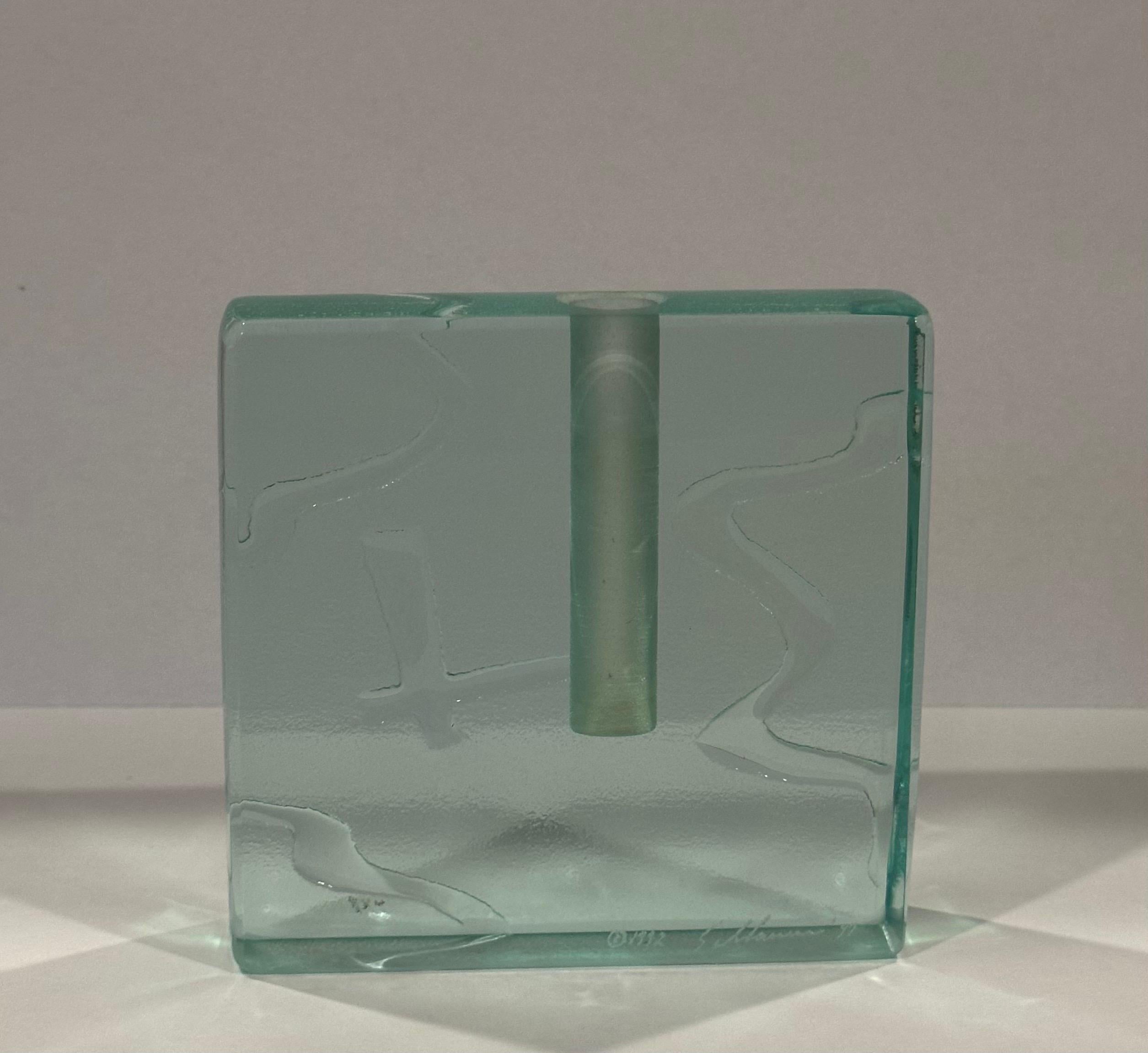 Art Glass Block Bud Vase by Stephen Schlanser In Good Condition For Sale In San Diego, CA
