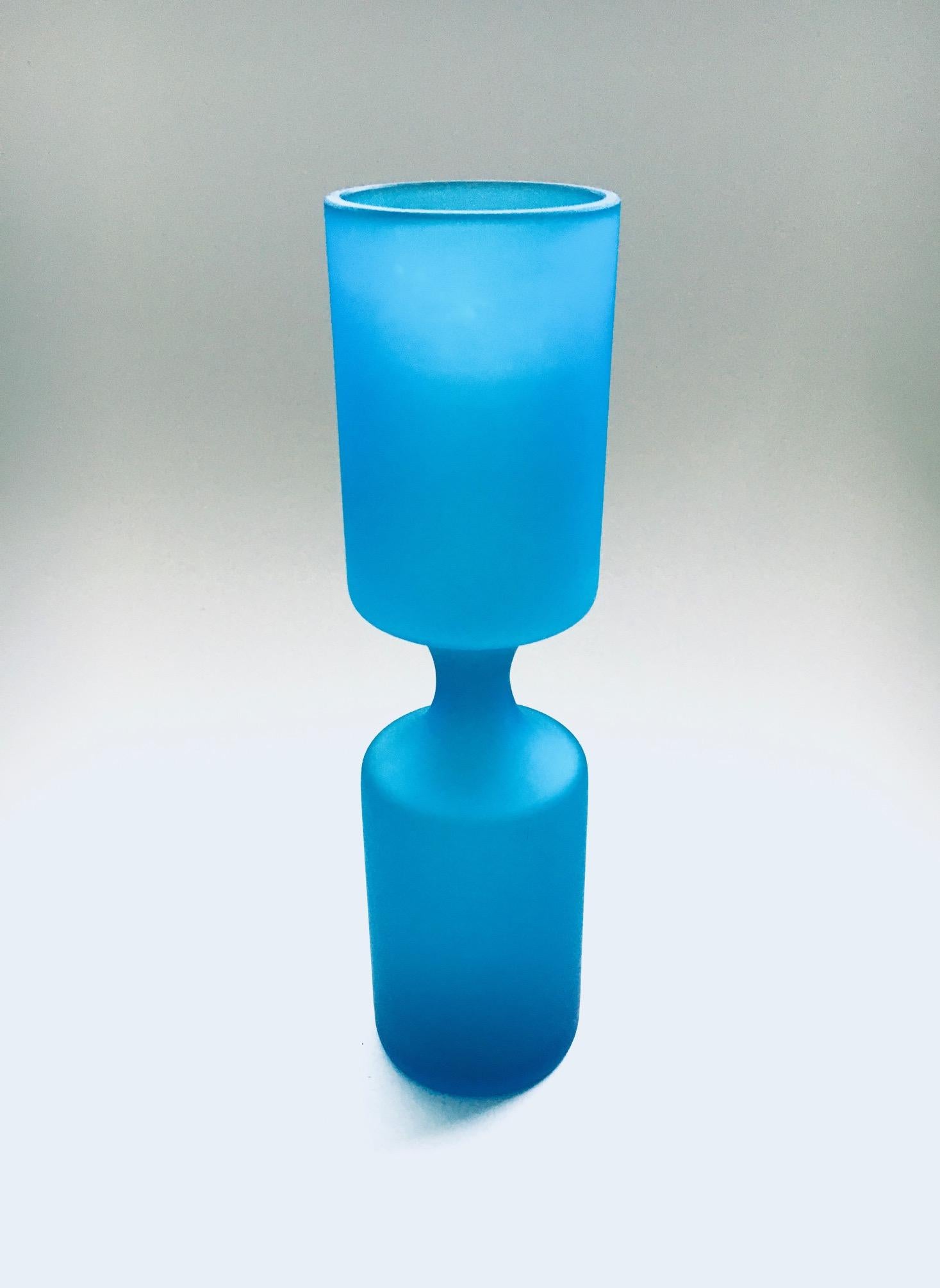 Vintage Midcentury Modern Design Art Glass Blue Glazed 