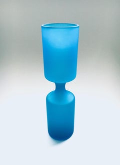 Art Glass Blue Glazed Vase Satinato by Carlo Moretti for Rosenthal Netter, Italy