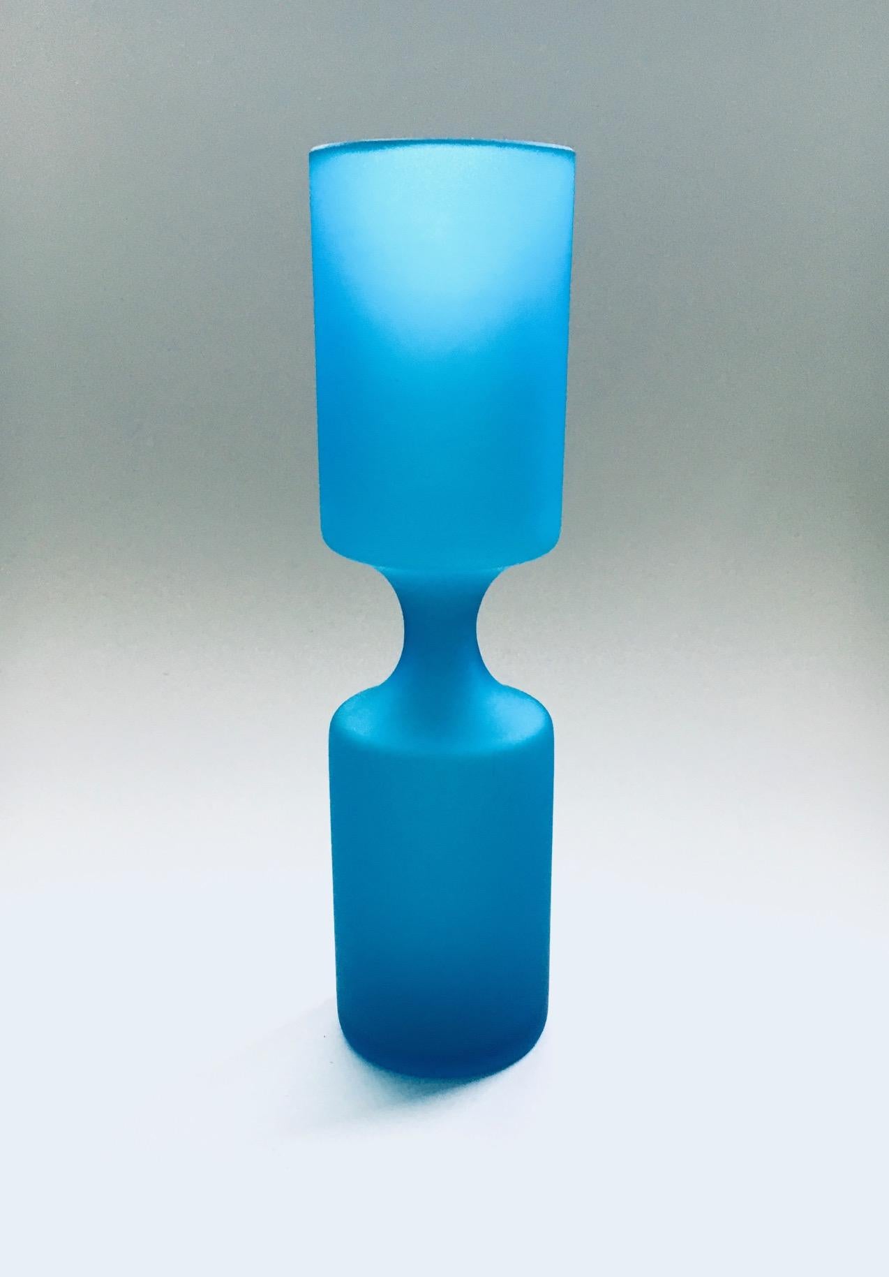 Mid-Century Modern Art Glass Blue Glazed Vase Satinato by Carlo Moretti for Rosenthal Netter, Italy For Sale