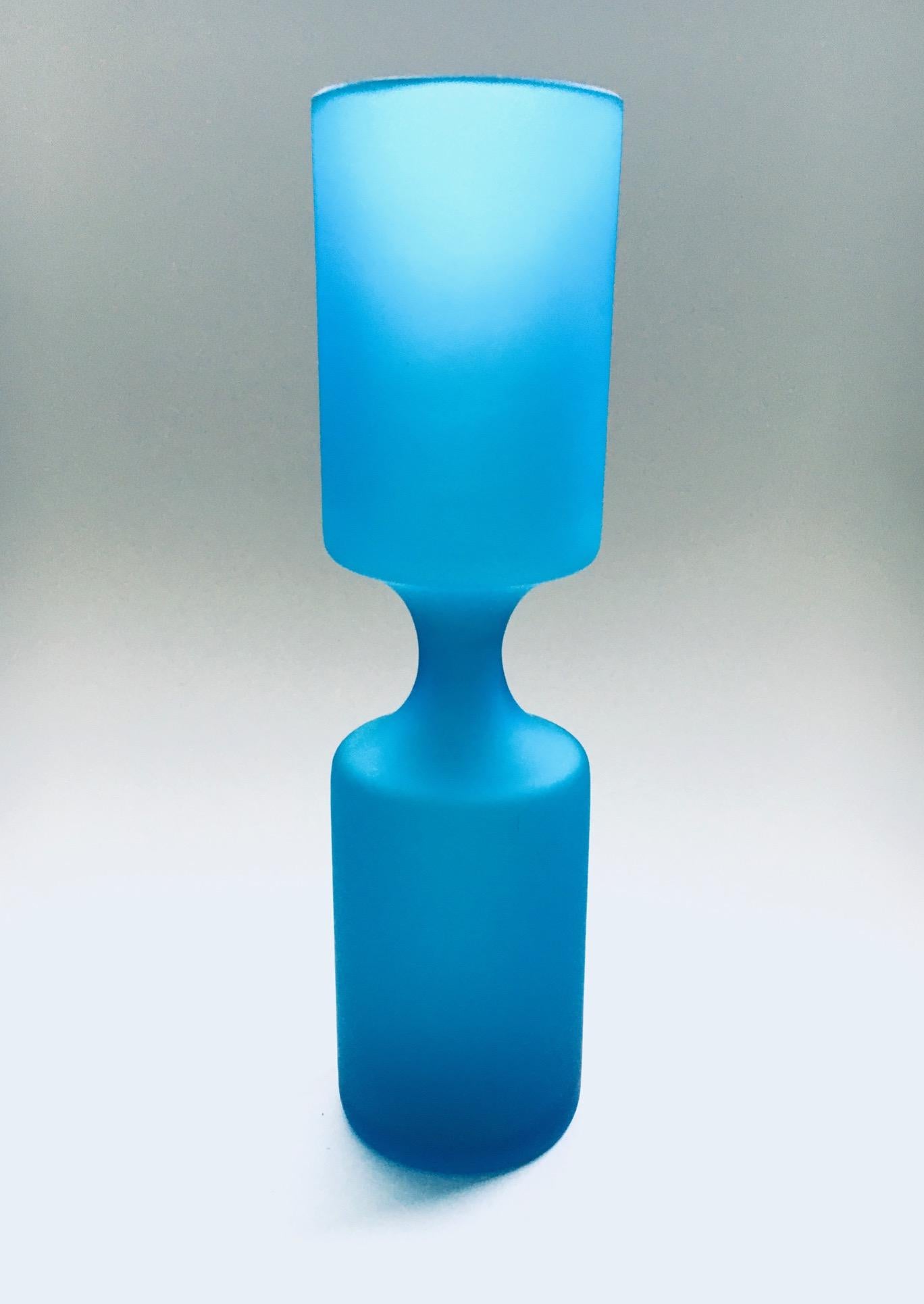 Italian Art Glass Blue Glazed Vase Satinato by Carlo Moretti for Rosenthal Netter, Italy For Sale