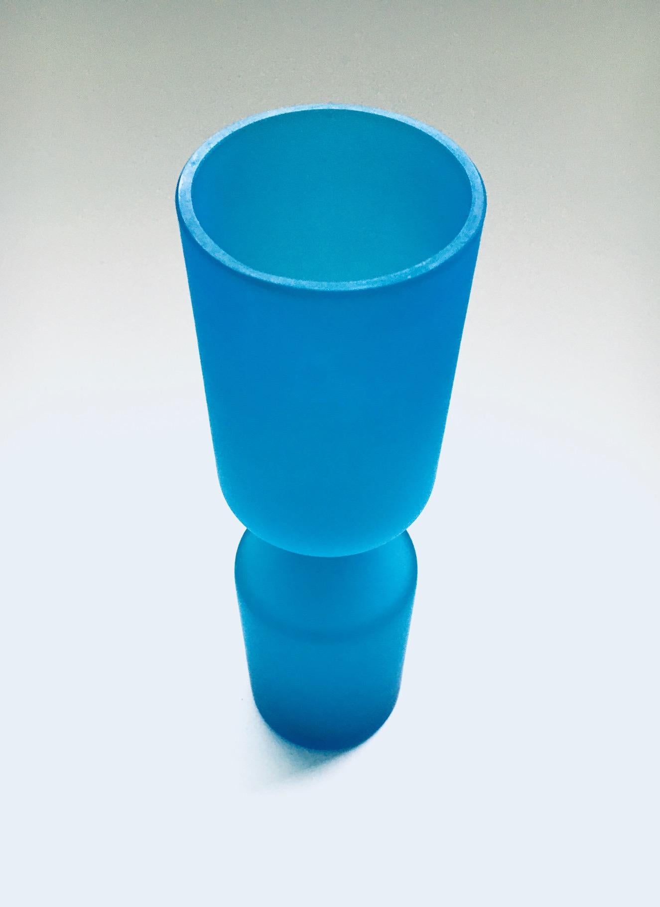 Art Glass Blue Glazed Vase Satinato by Carlo Moretti for Rosenthal Netter, Italy In Excellent Condition For Sale In Oud-Turnhout, VAN