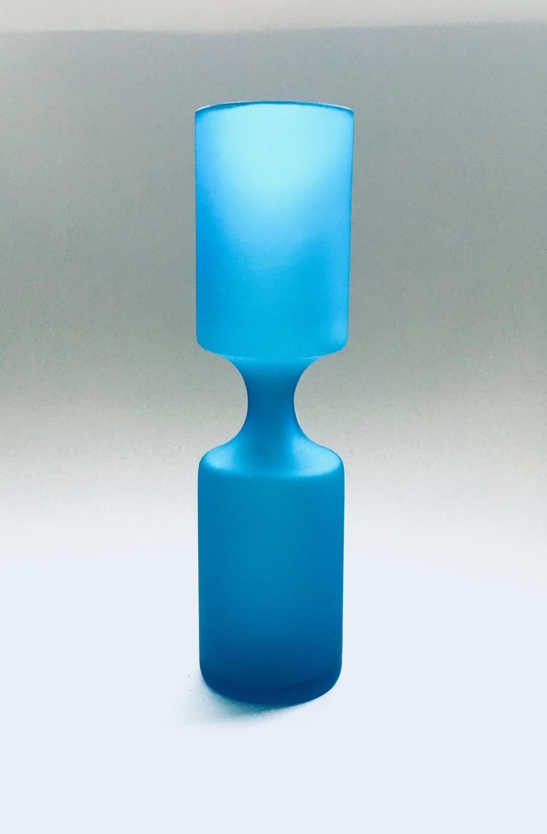 Mid-20th Century Art Glass Blue Glazed Vase Satinato by Carlo Moretti for Rosenthal Netter, Italy For Sale