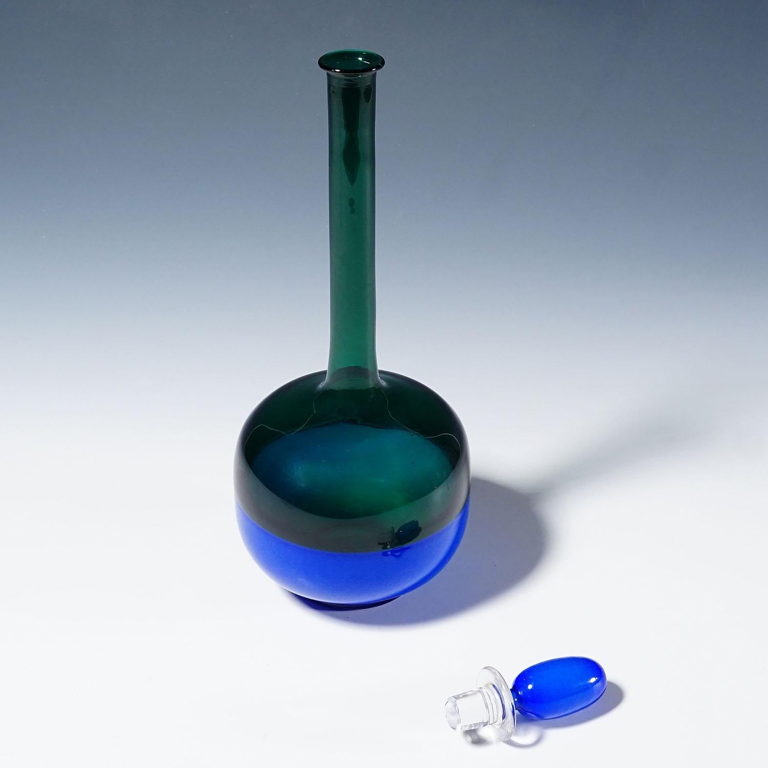 Mid-20th Century Art Glass Bottle Morandiana by Gio Ponti for Venini Murano For Sale