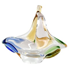 Art Glass Bowl / Basket by Frantisek Zemek, Czechoslovakia
