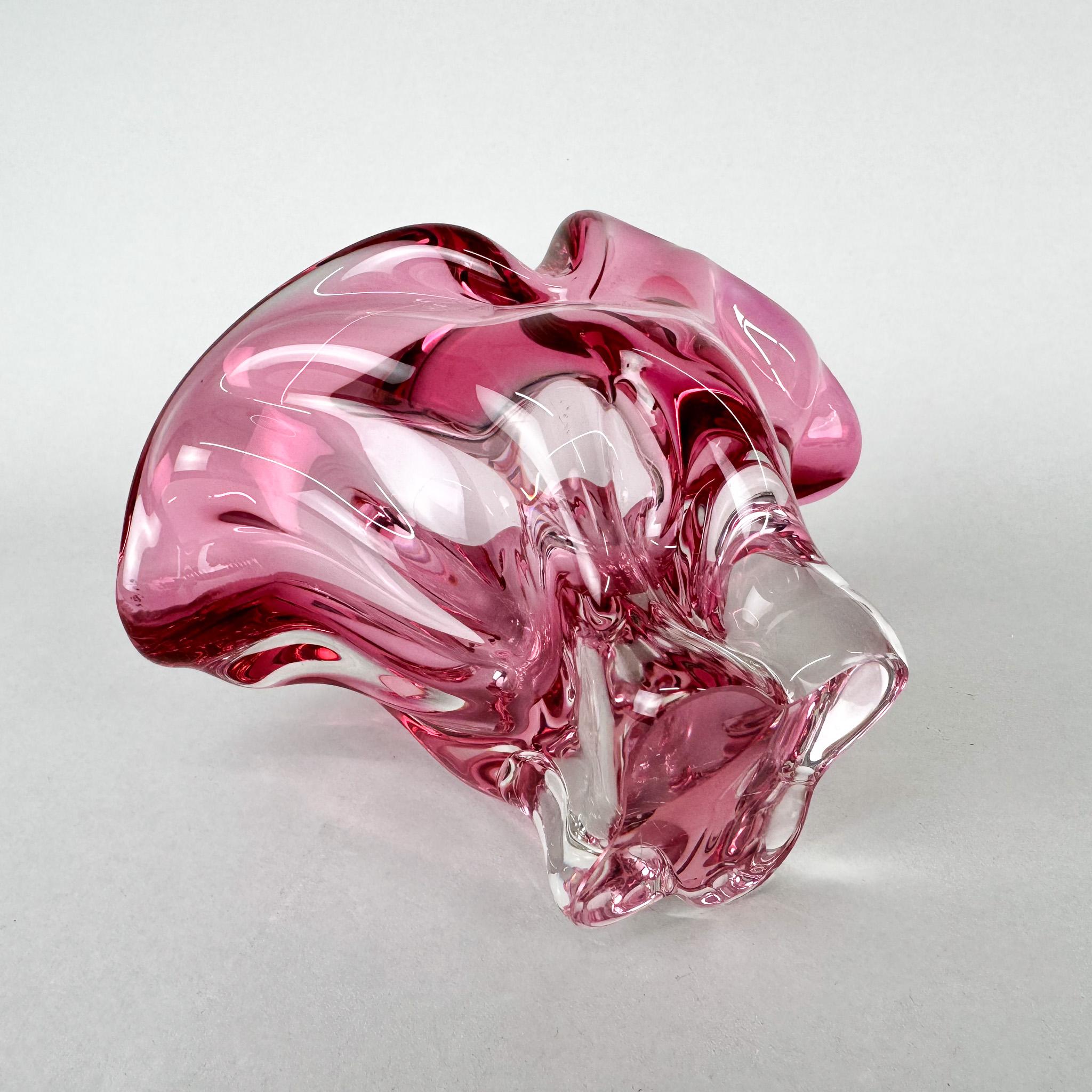 Cuenco de vidrio artístico del diseñador Josef Hospodka para Chribska Glassworks, años 60 en Bueno estado para la venta en Praha, CZ